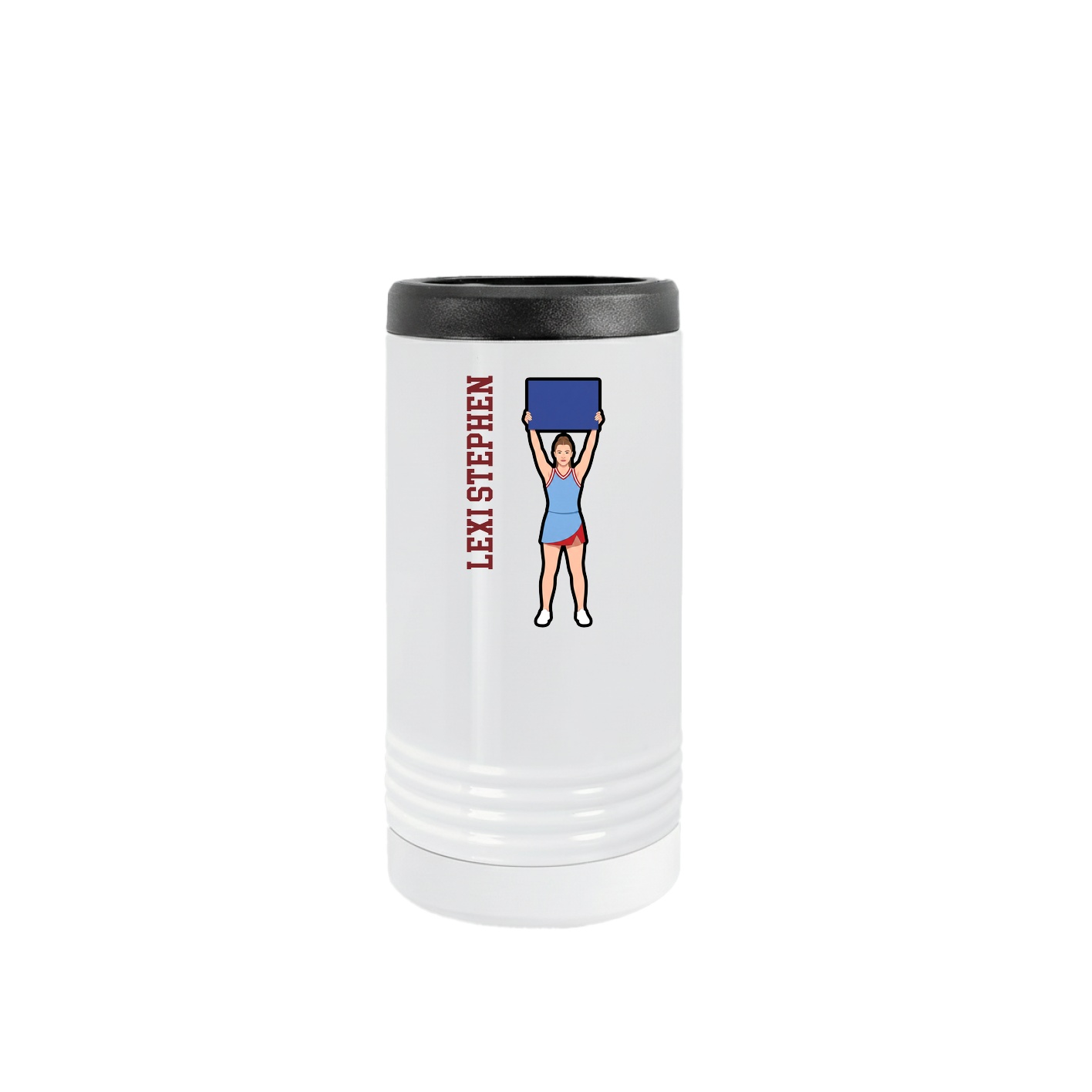 Slim Beverage Holder — Name Vertical in White