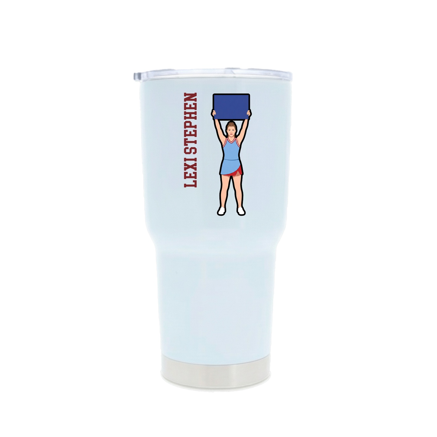 30oz Stainless Steel Tumbler — Name Vertical in White