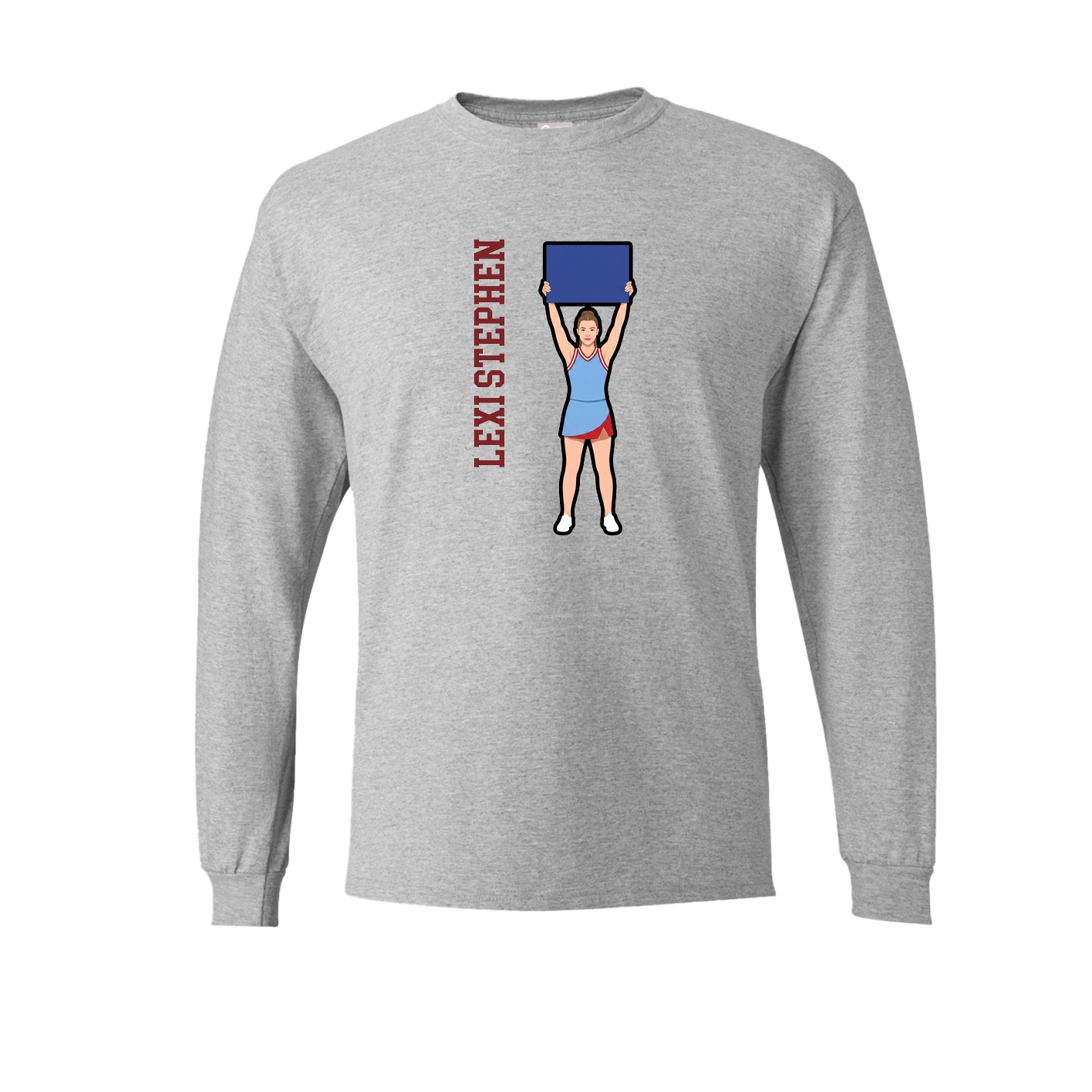 Long Sleeve Tee — Name Vertical in Grey