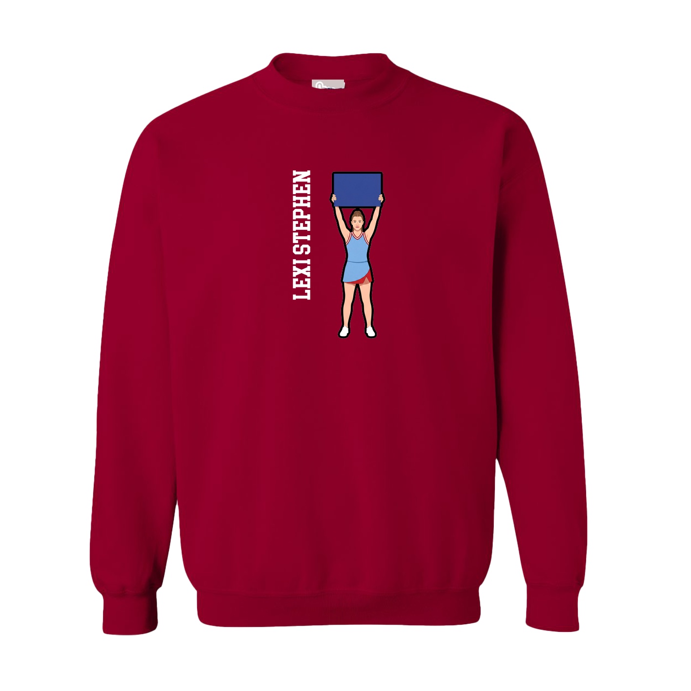 Fleece Crew — Name Vertical in Cardinal