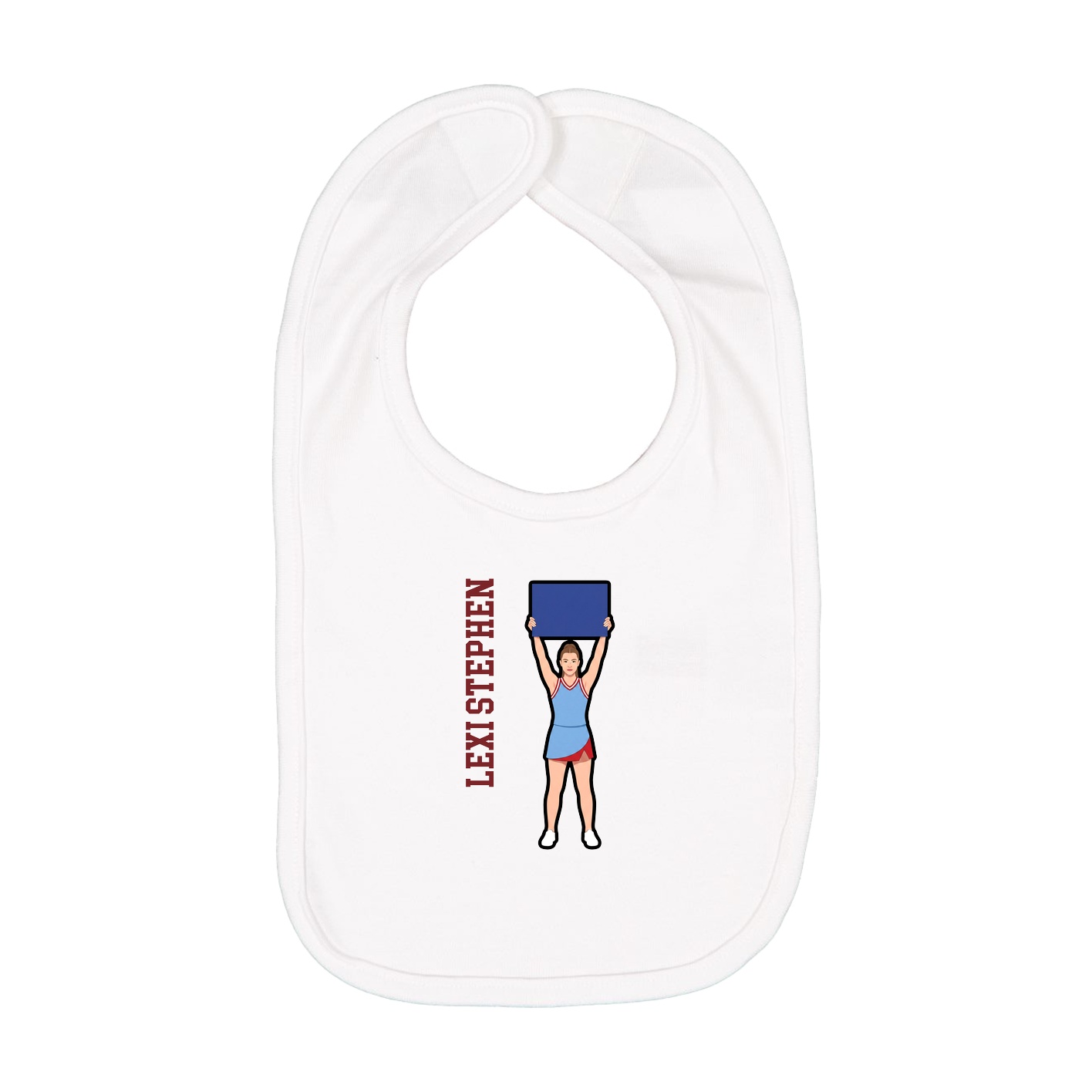Infant Bib — Name Vertical in White