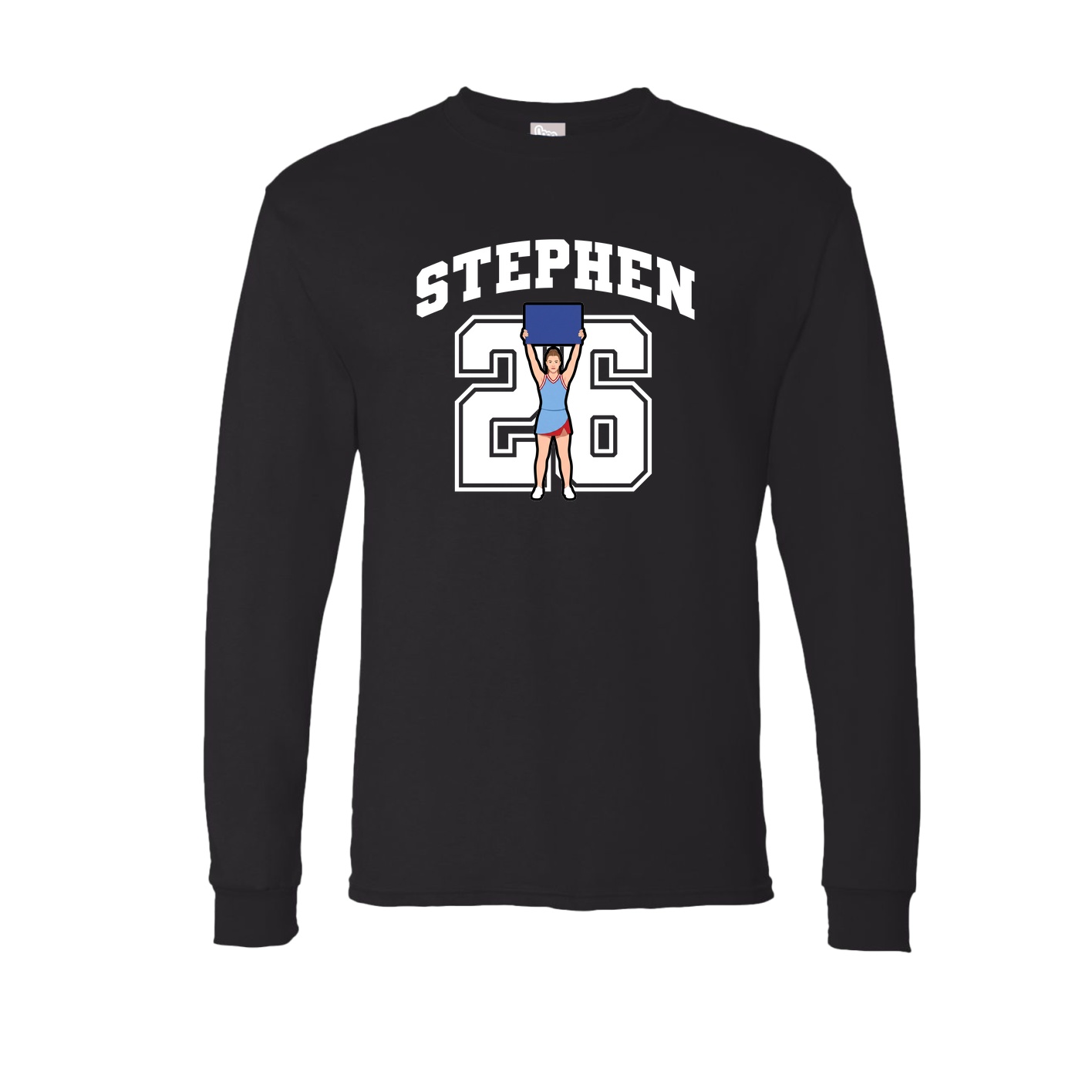 Long Sleeve Tee — Number in Black