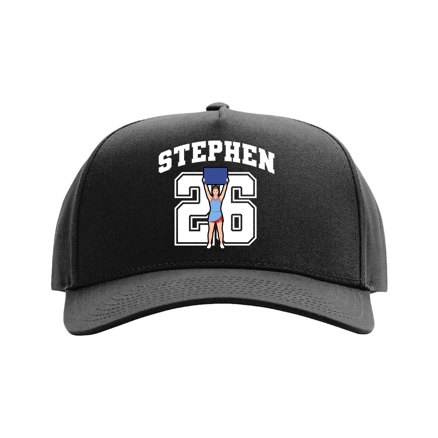 Full Fabric Five-Panel Champ Cap — Number in Black