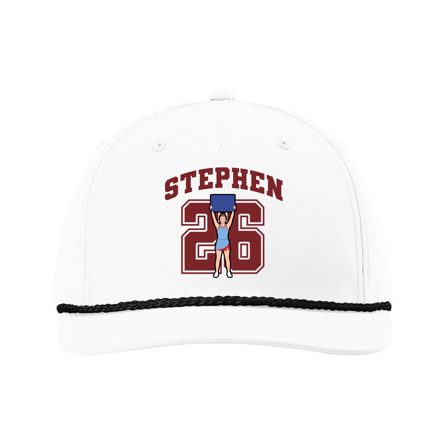 Five-Panel Classic Rope Cap — Number in White