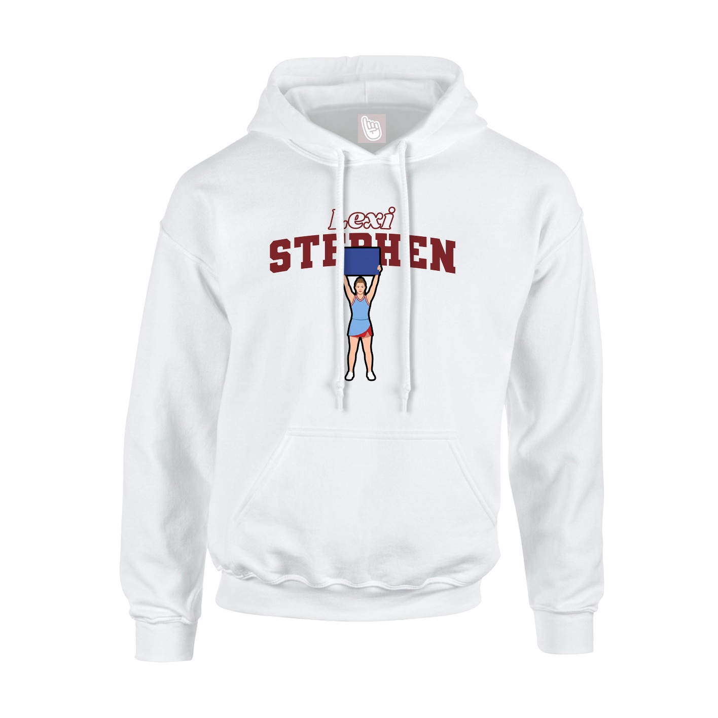 Youth Hoodie — Name Arch in White