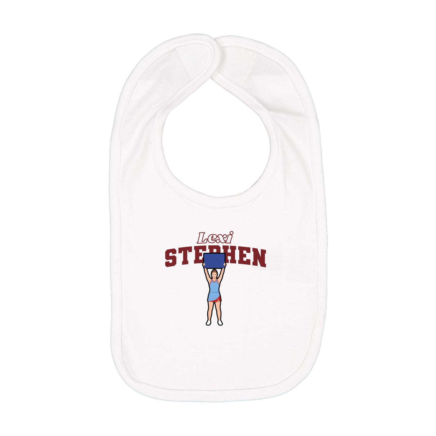 Infant Bib — Name Arch in White