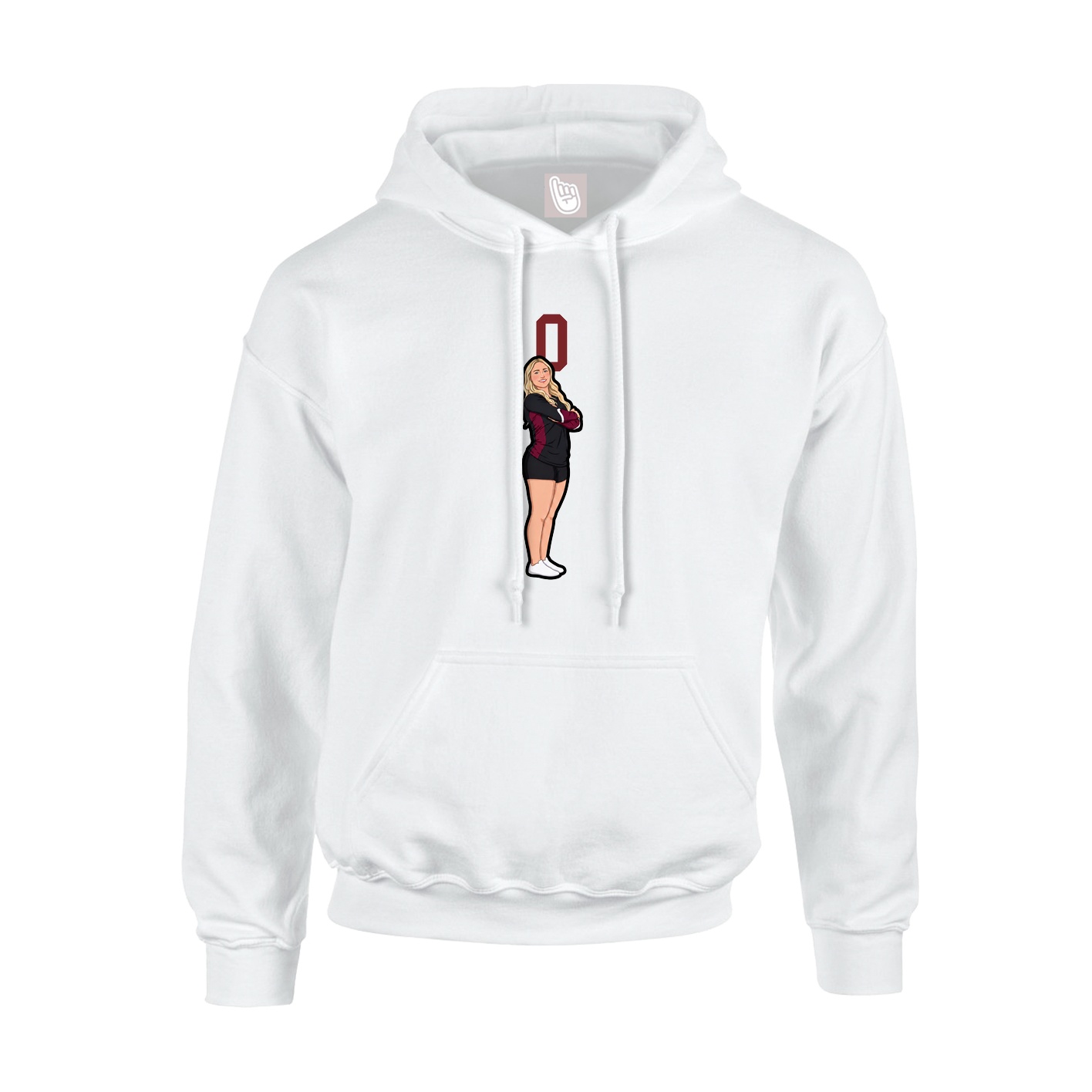 Youth Hoodie — Number Top in White