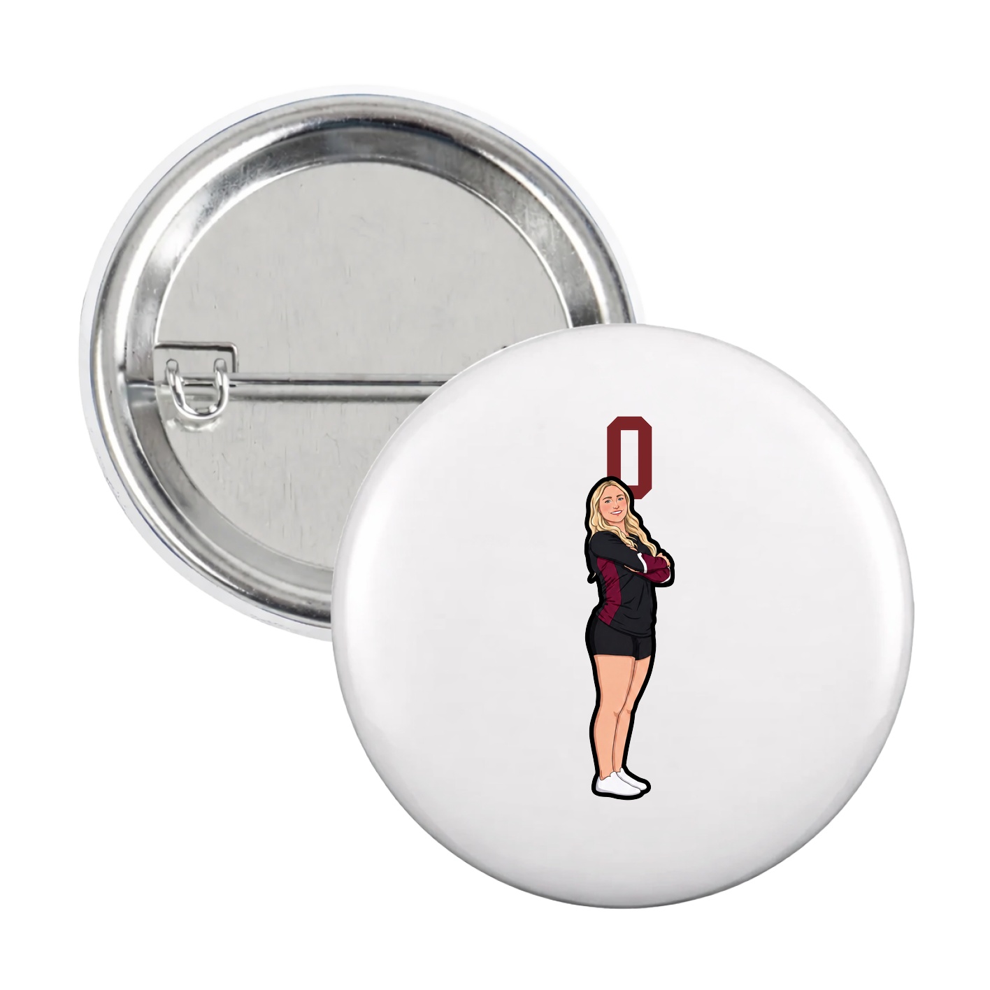 Game Day Button — Number Top in White