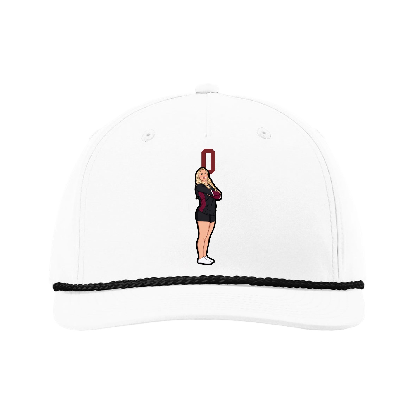 Five-Panel Classic Rope Cap — Number Top in White
