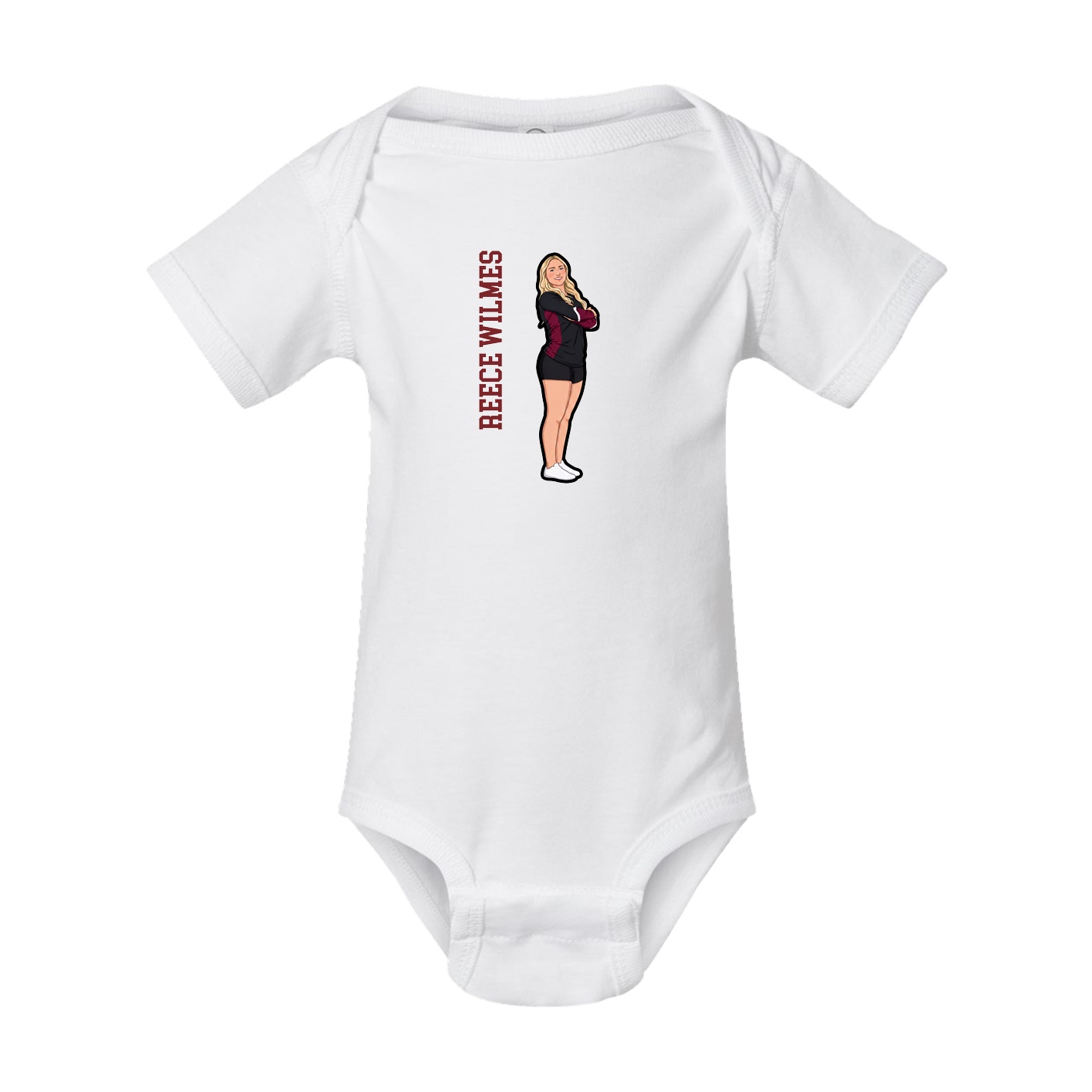 Baby Onesie — Name Vertical in White