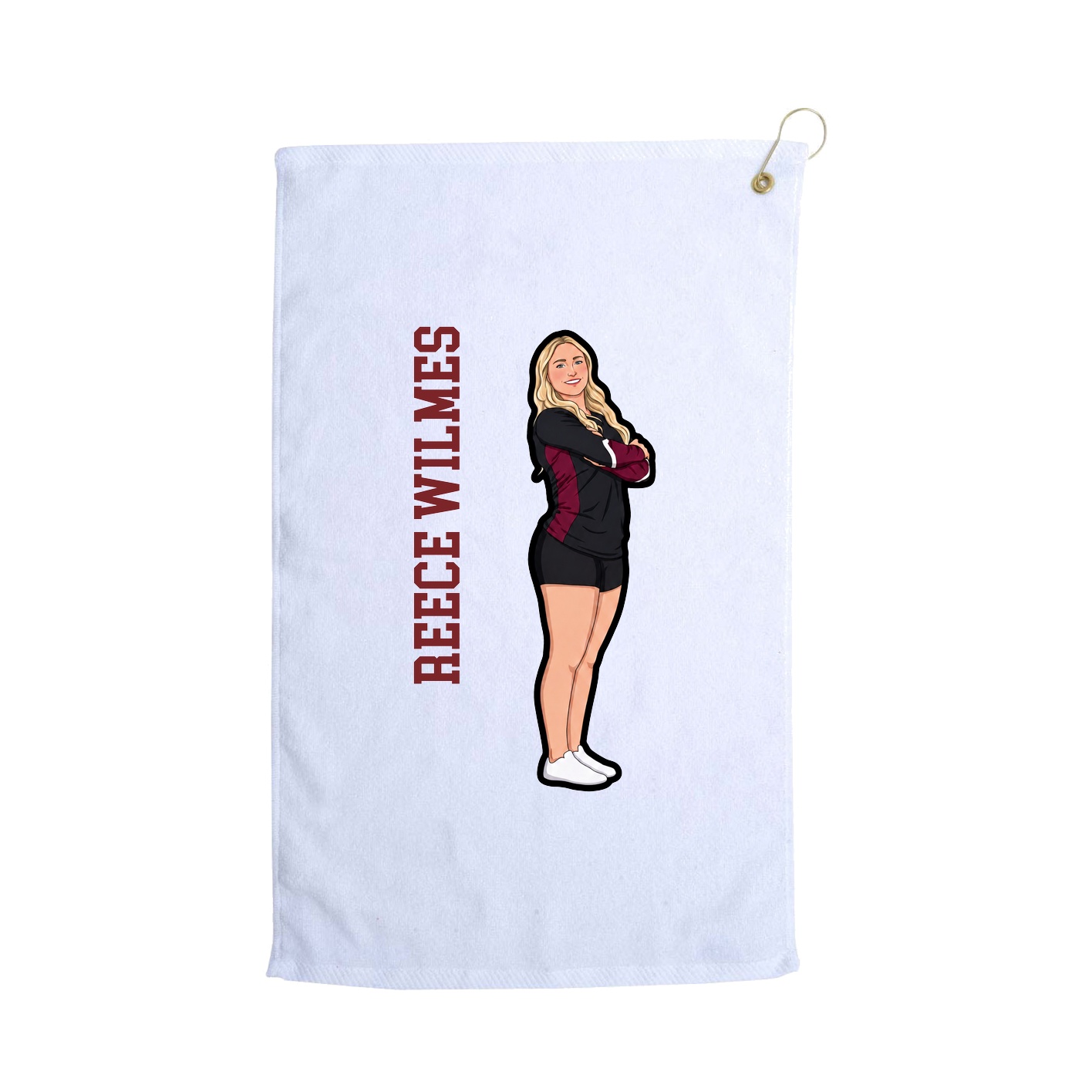 Golf Towel — Name Vertical in White