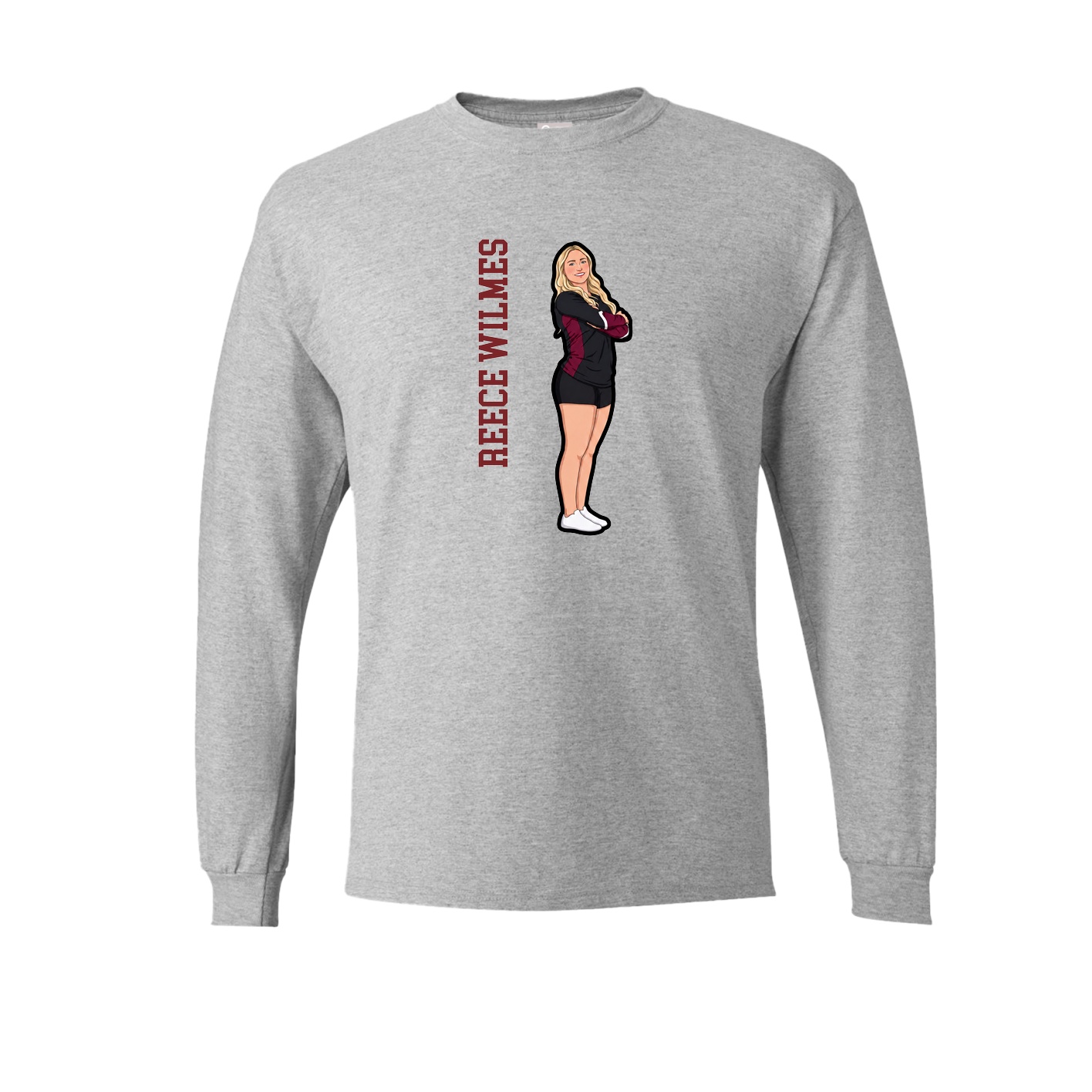 Long Sleeve Tee — Name Vertical in Grey