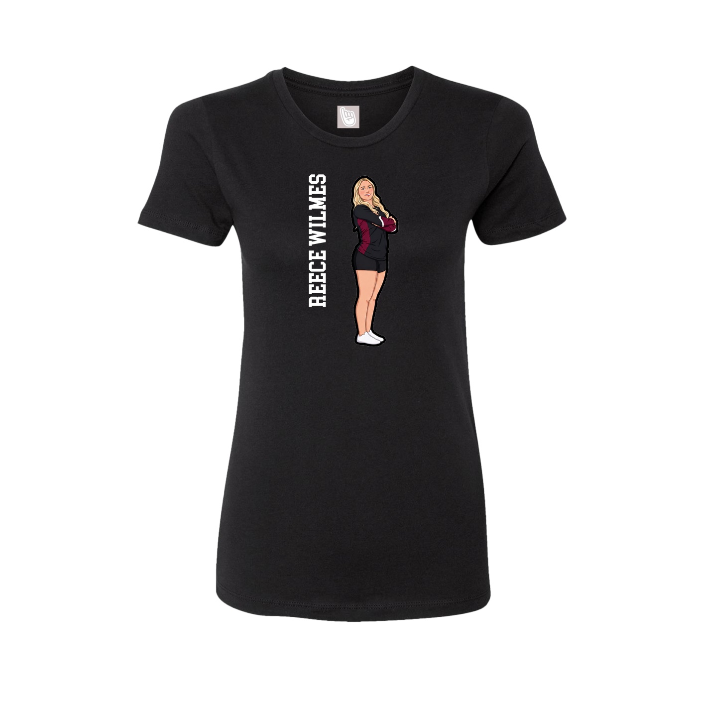 Fitted Women's Tee — Name Vertical in Black