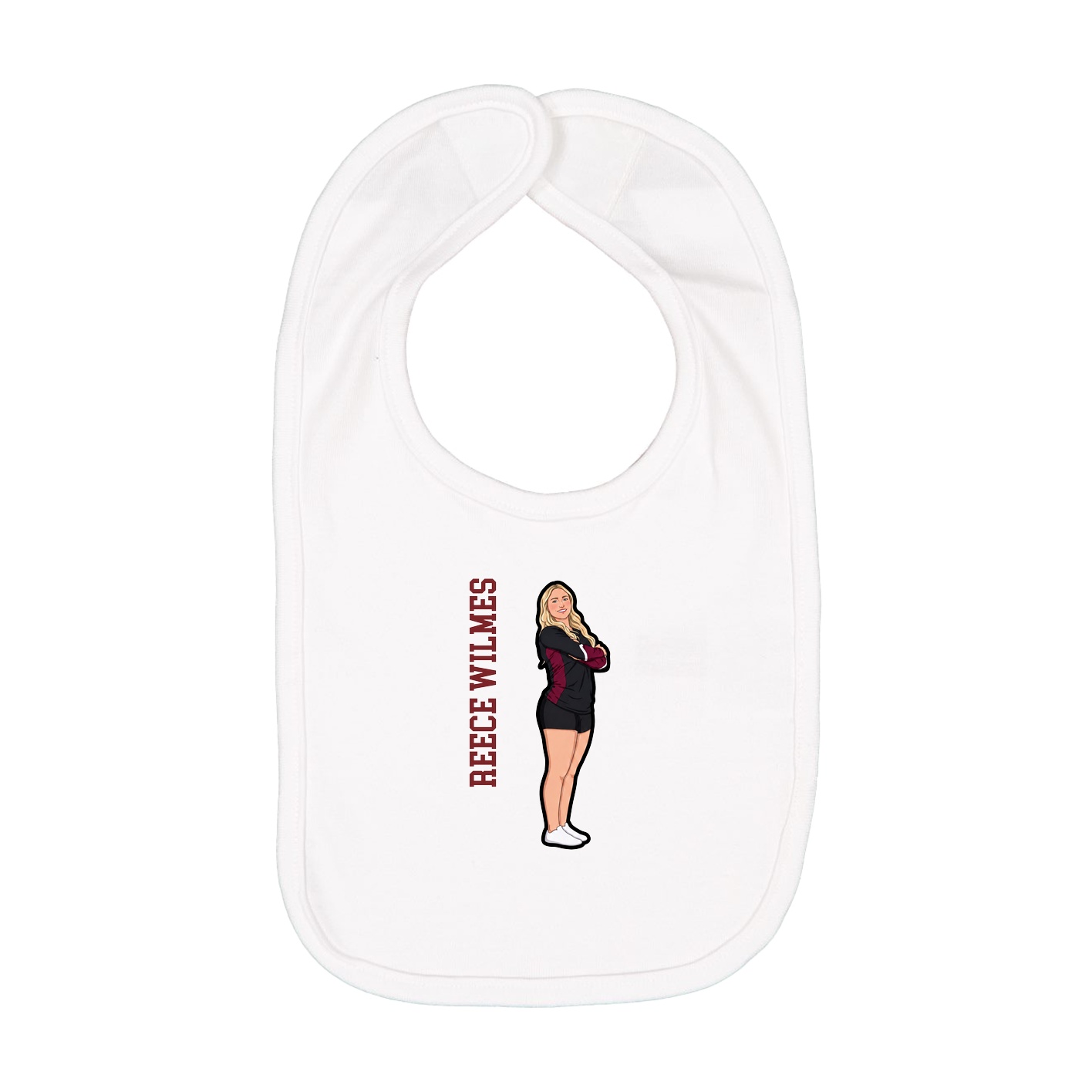 Infant Bib — Name Vertical in White