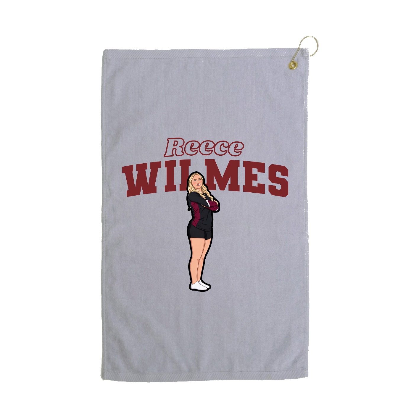 Golf Towel — Name Arch in Grey