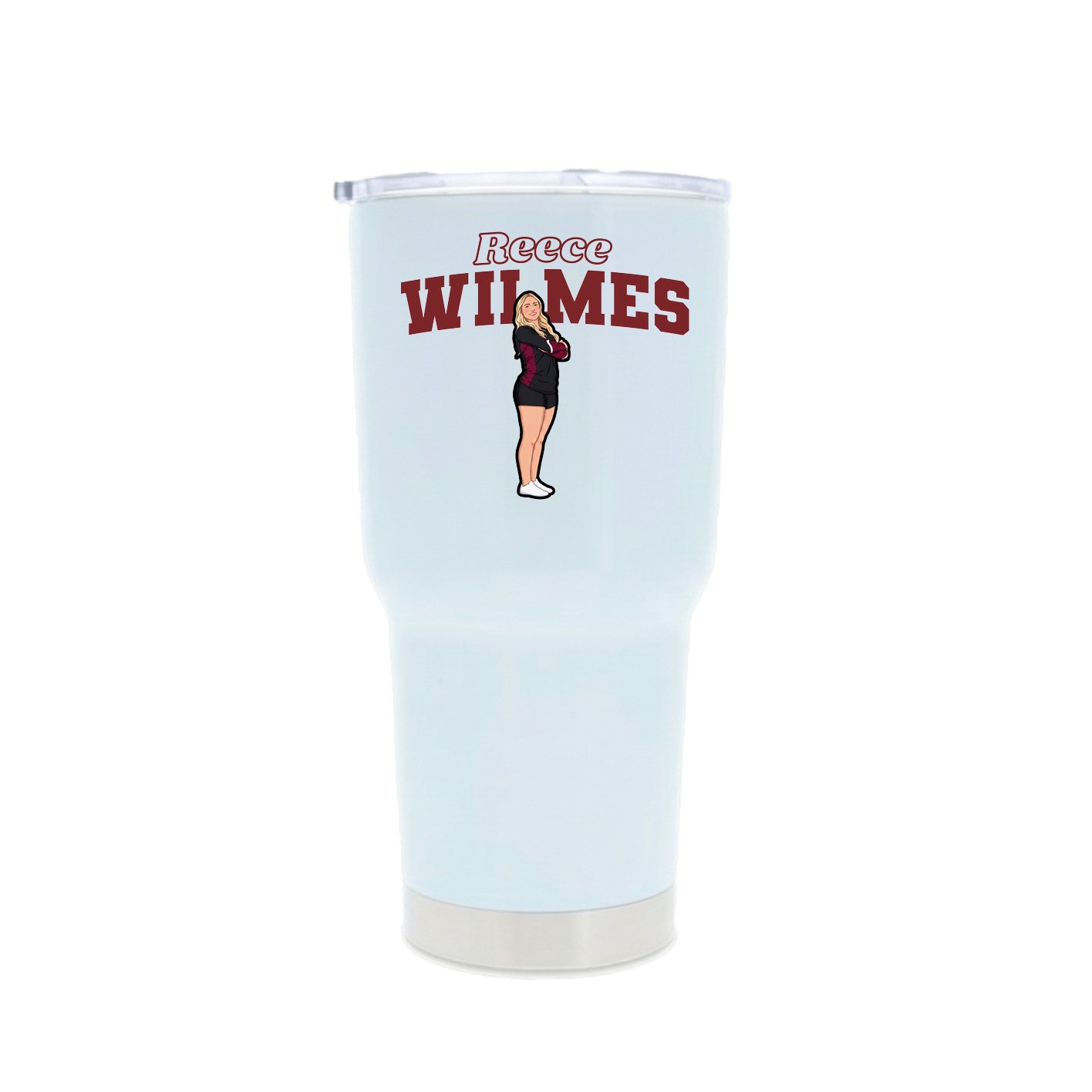 30oz Stainless Steel Tumbler — Name Arch in White