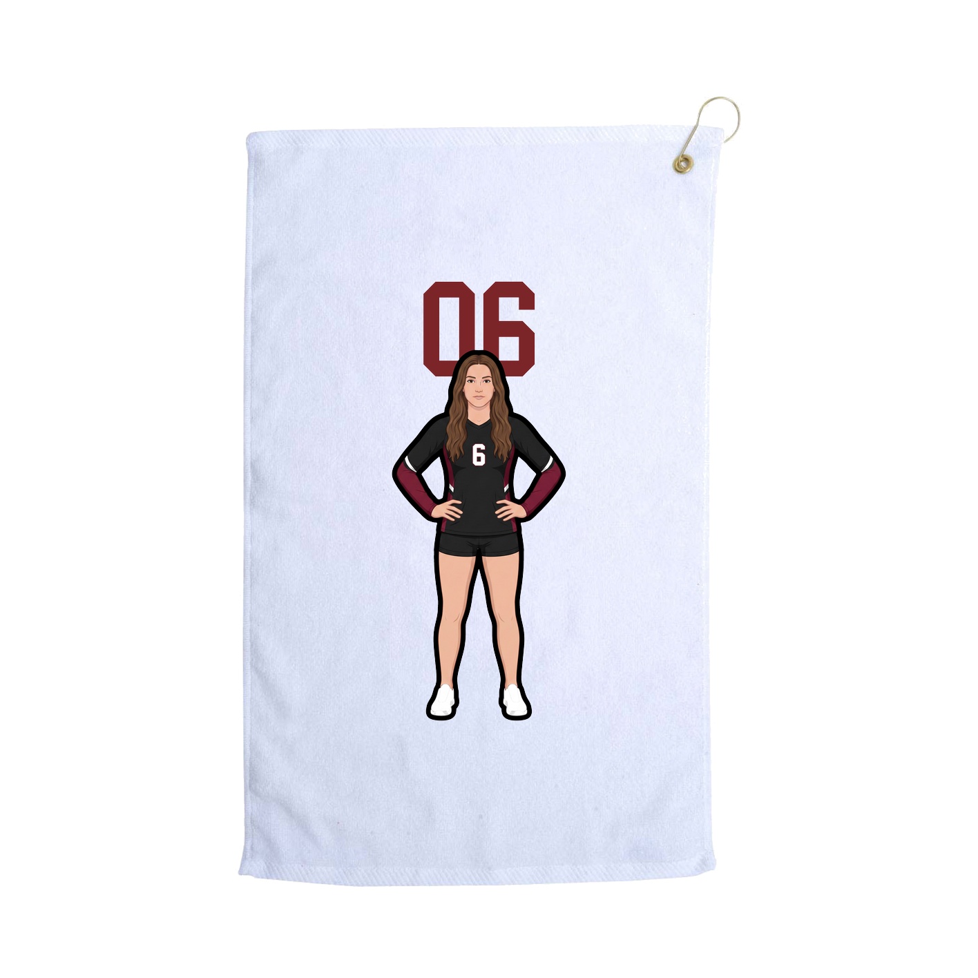 Golf Towel — Number Top in White