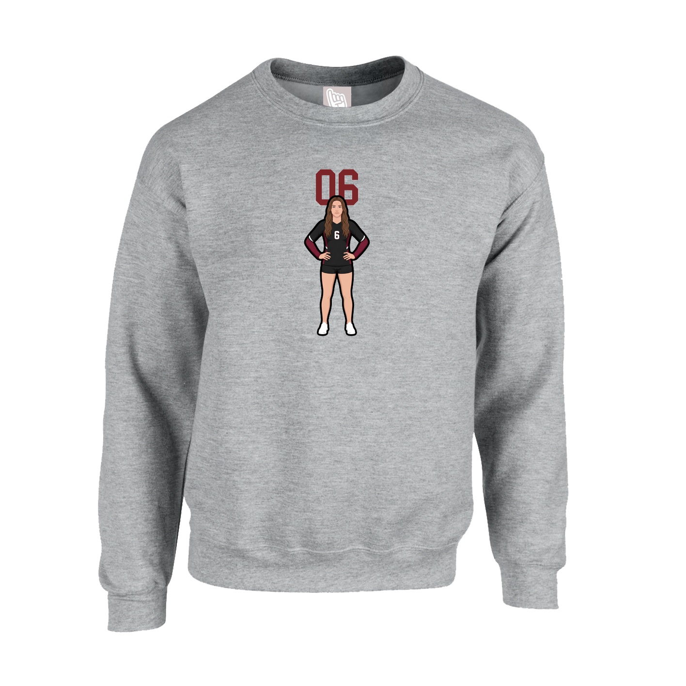 Fleece Crew — Number Top in Grey