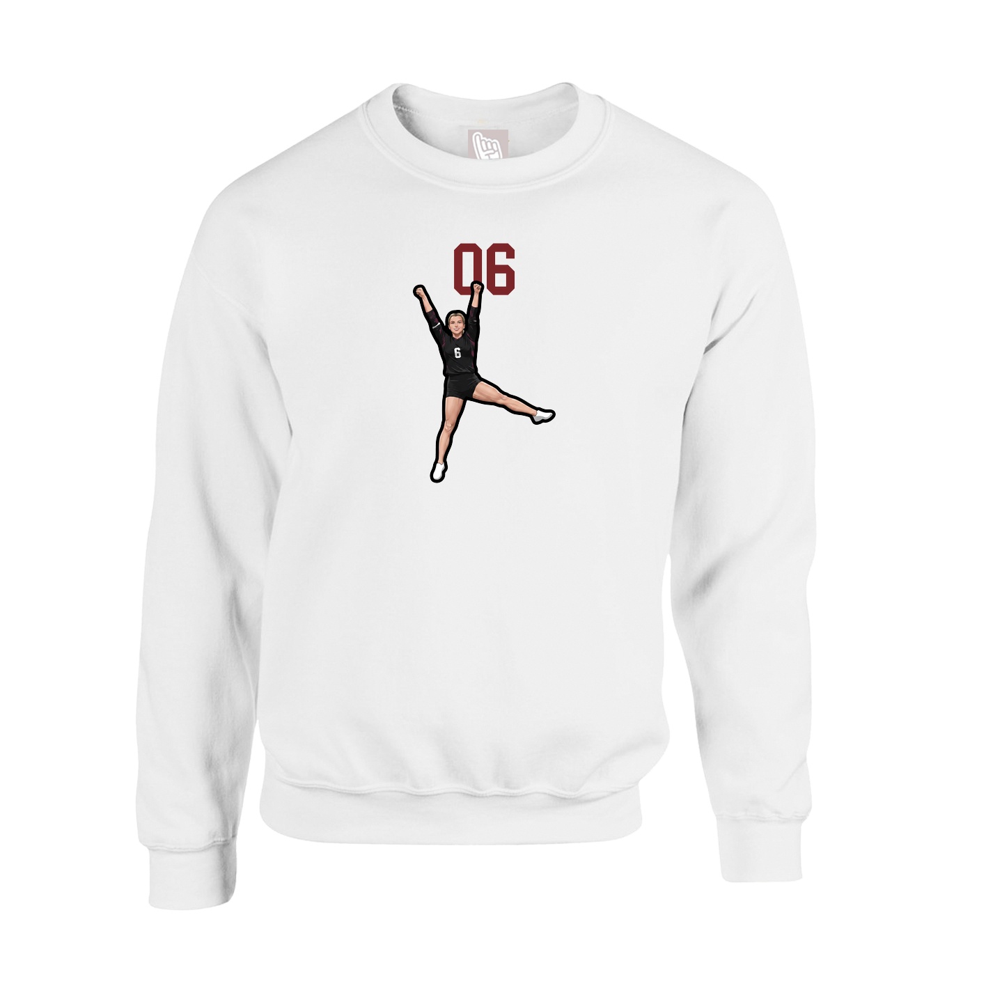 Fleece Crew — Number Top in White
