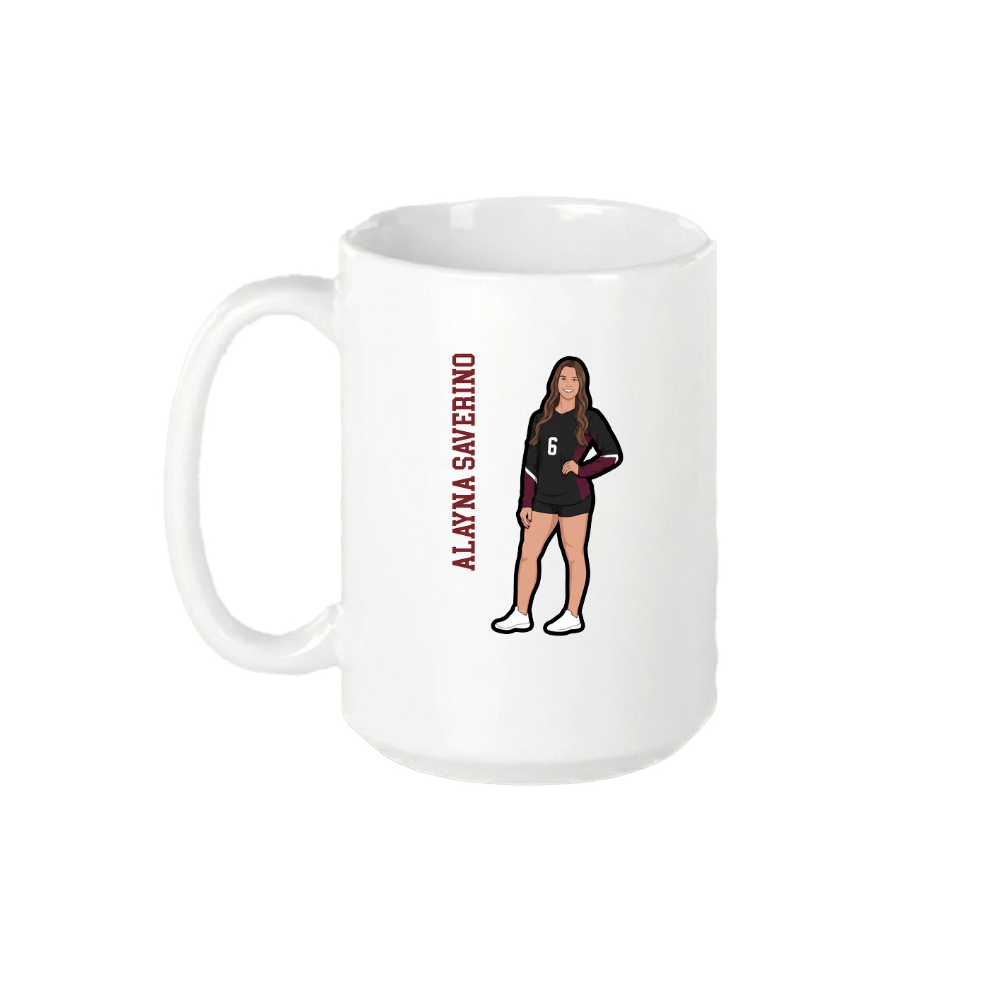 15oz Coffee Mug — Name Vertical in White