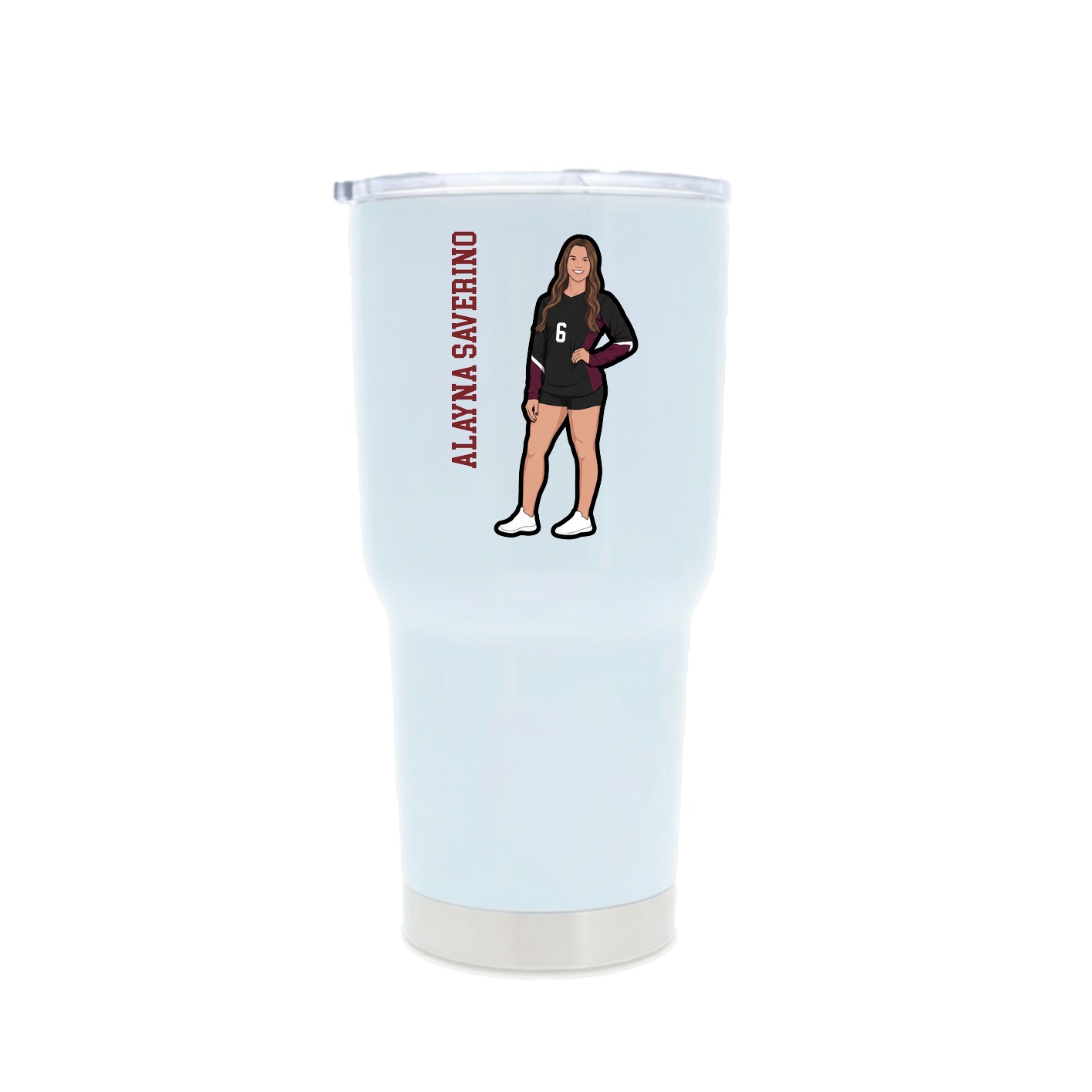 30oz Stainless Steel Tumbler — Name Vertical in White