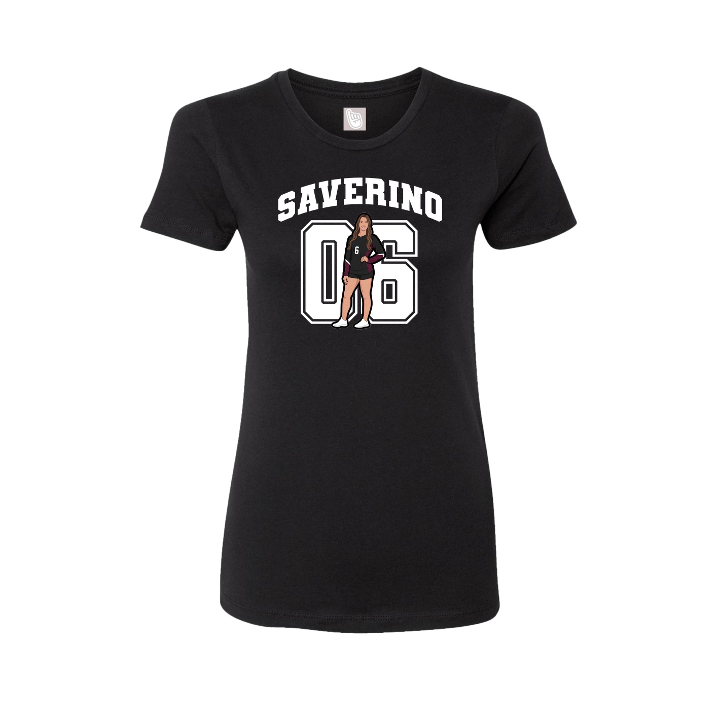 Fitted Women's Tee — Number in Black