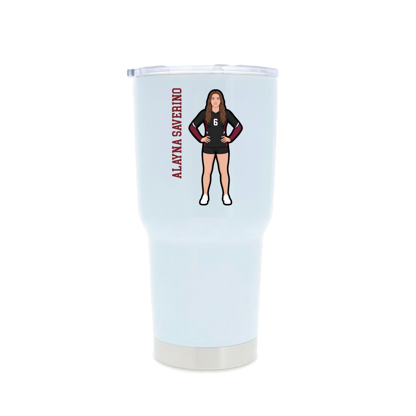 30oz Stainless Steel Tumbler — Name Vertical in White