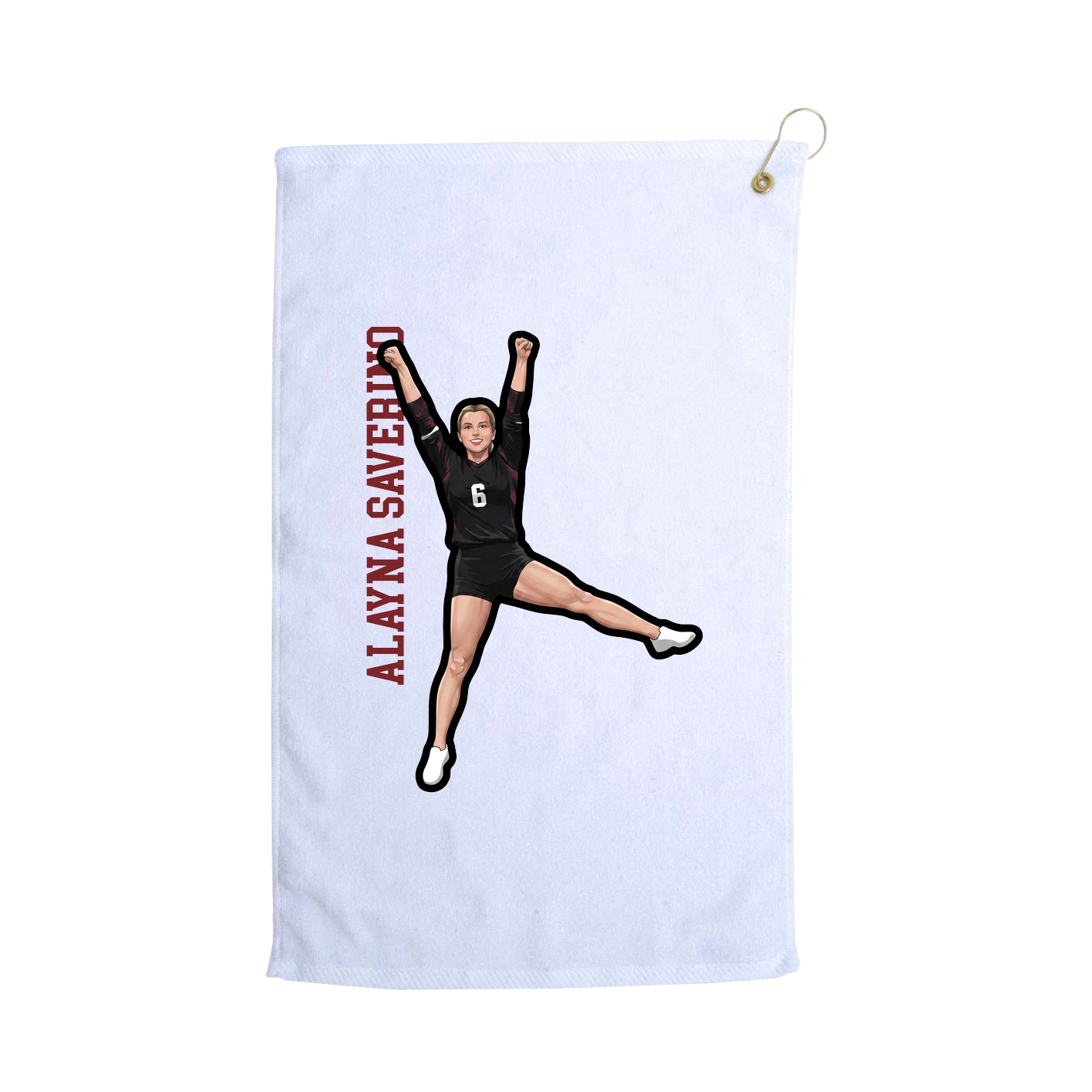 Golf Towel — Name Vertical in White