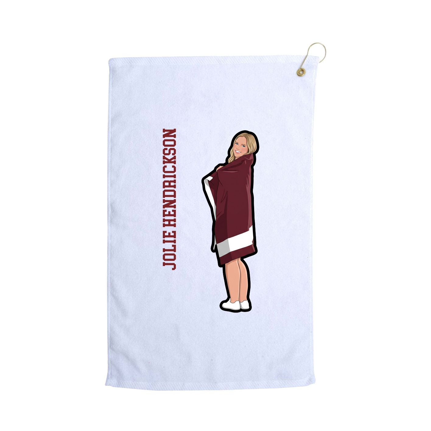 Golf Towel — Name Vertical in White