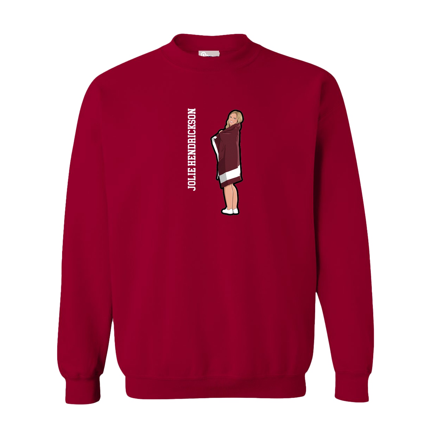 Fleece Crew — Name Vertical in Cardinal
