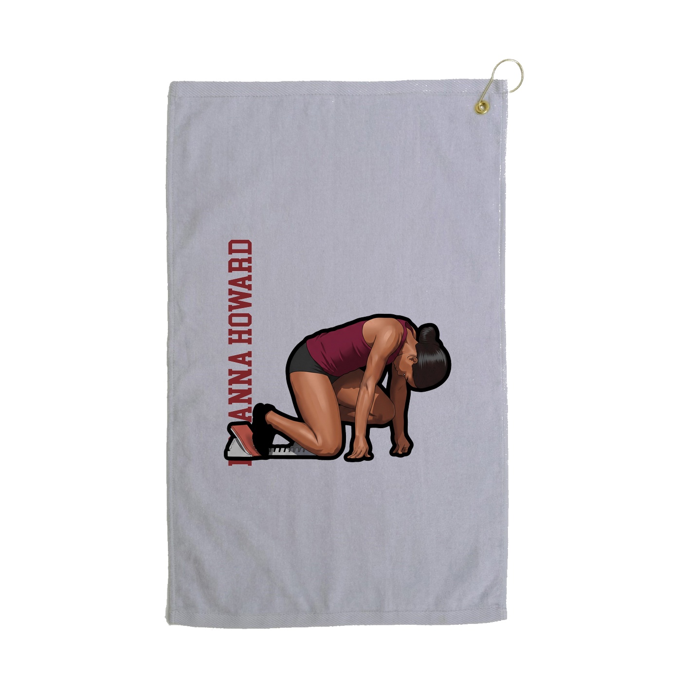 Golf Towel — Name Vertical in Grey
