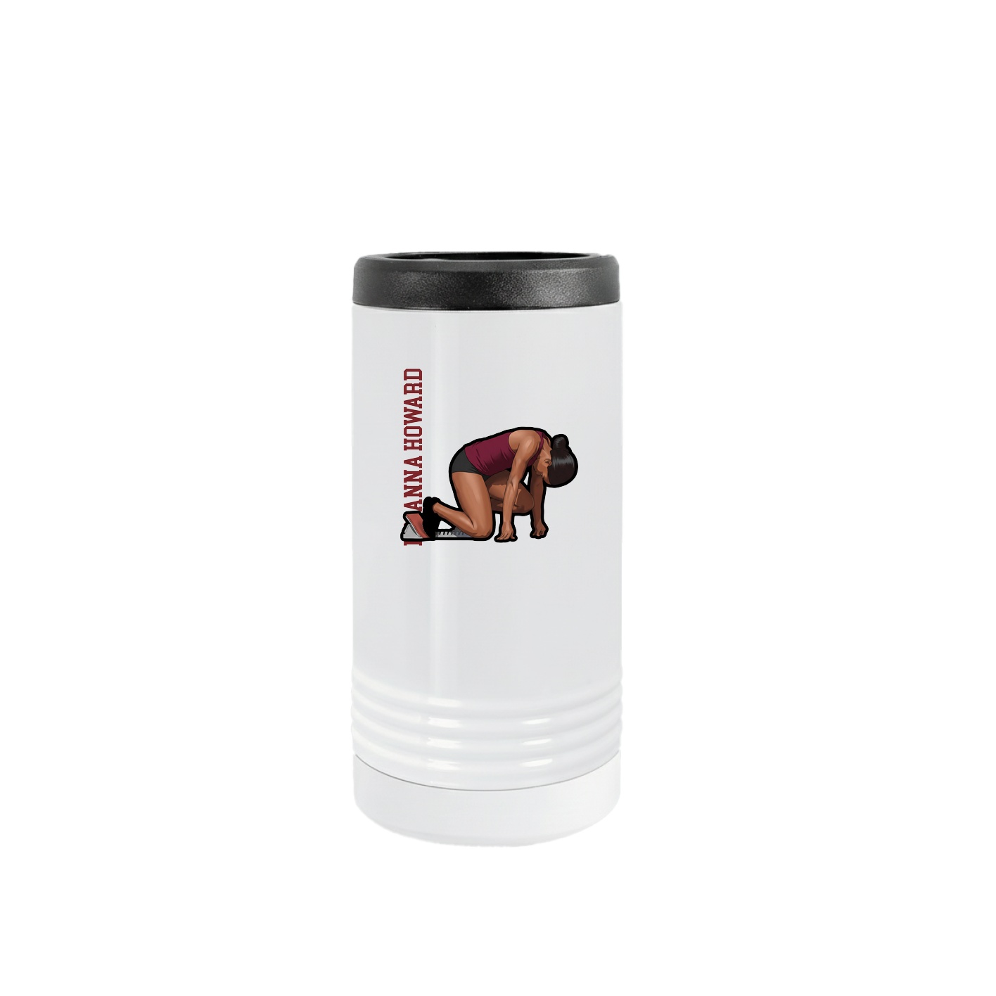 Slim Beverage Holder — Name Vertical in White