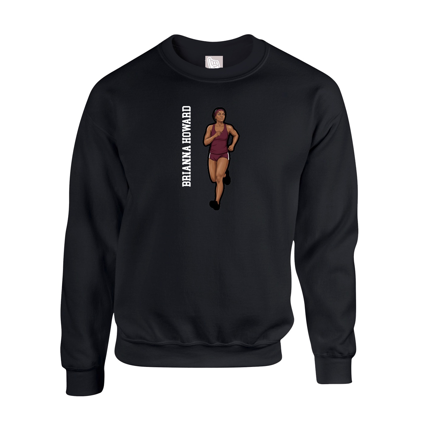 Fleece Crew — Name Vertical in Black