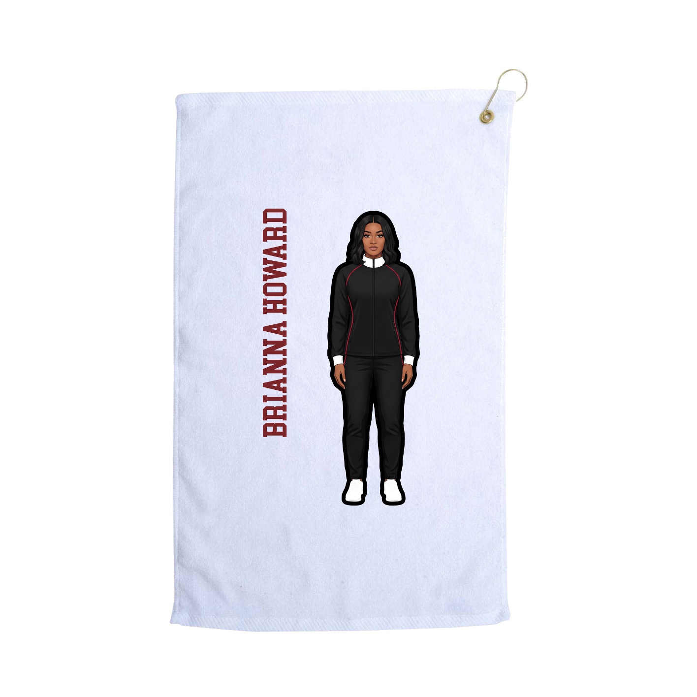 Golf Towel — Name Vertical in White