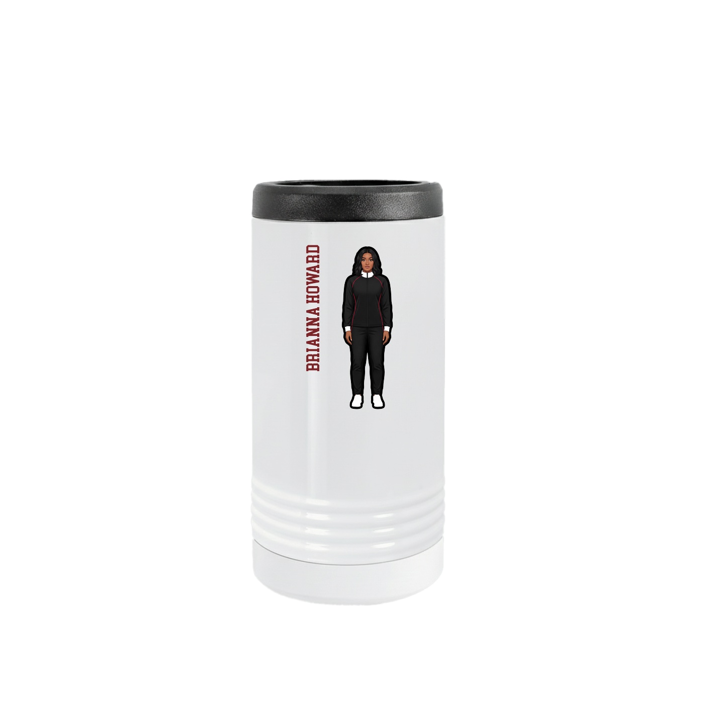 Slim Beverage Holder — Name Vertical in White