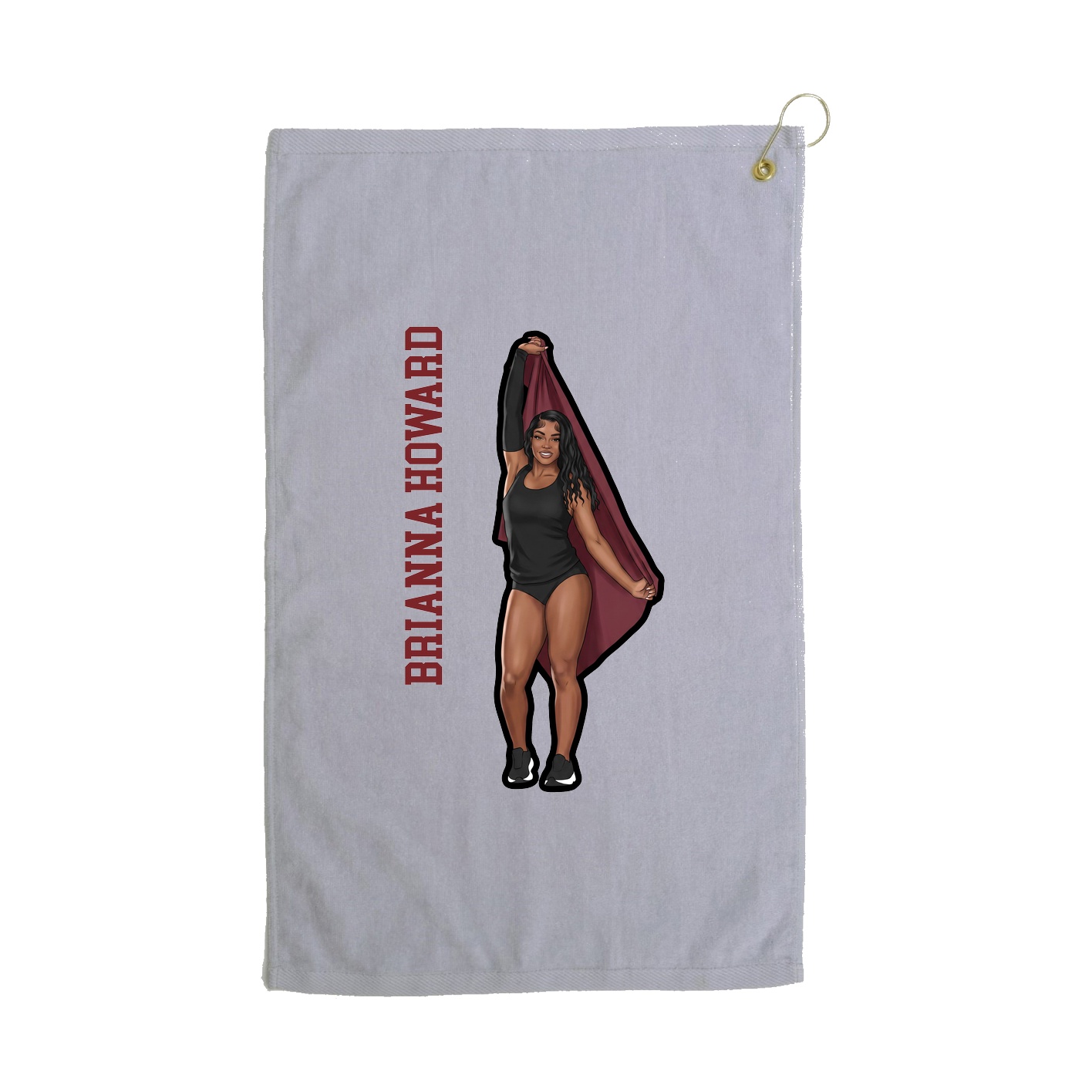 Golf Towel — Name Vertical in Grey