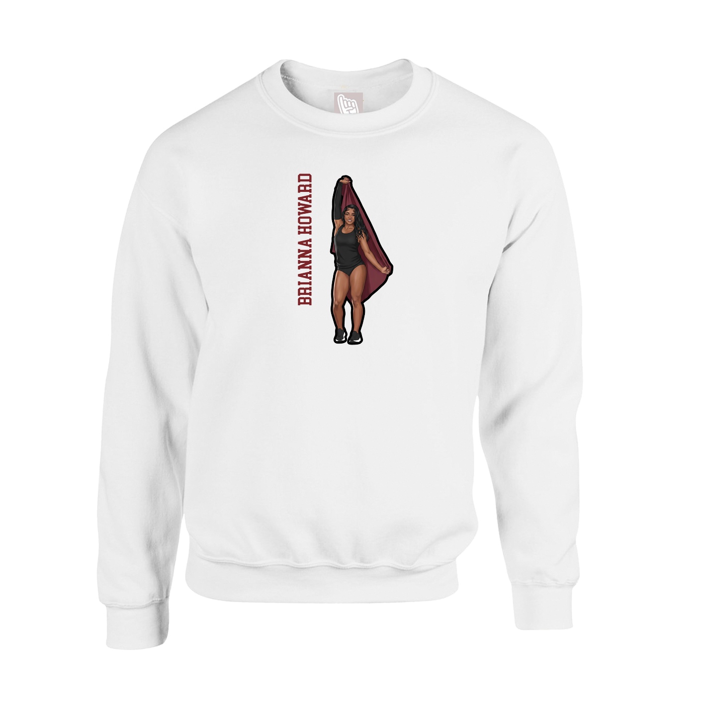 Fleece Crew — Name Vertical in White