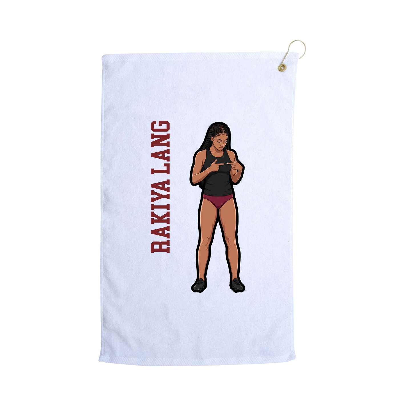 Golf Towel — Name Vertical in White