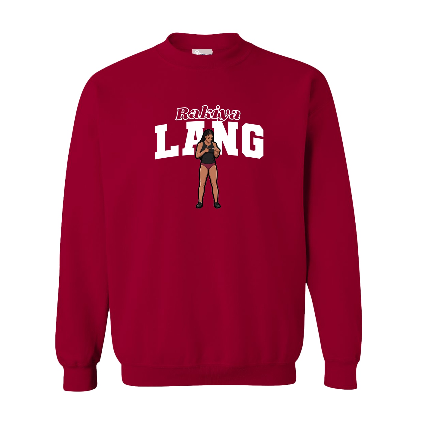 Fleece Crew — Name Arch in Cardinal