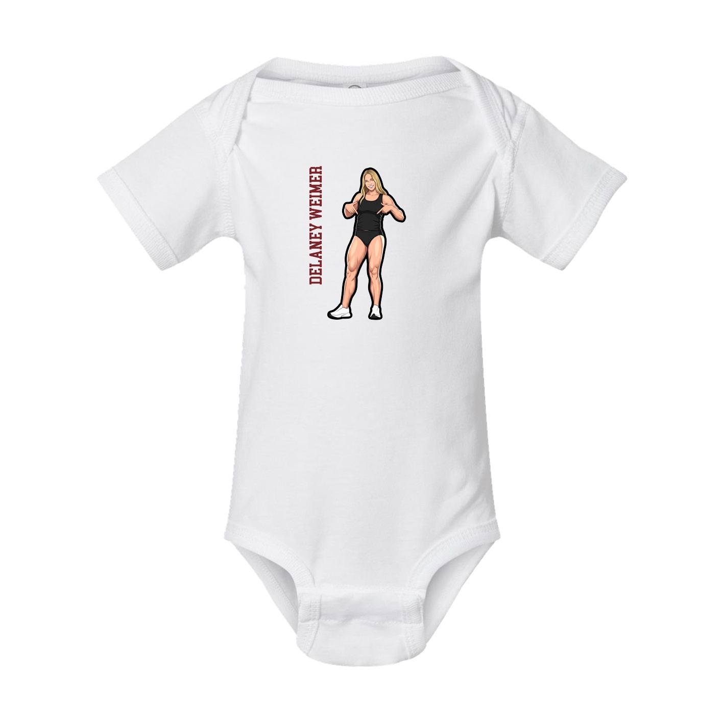 Baby Onesie — Name Vertical in White