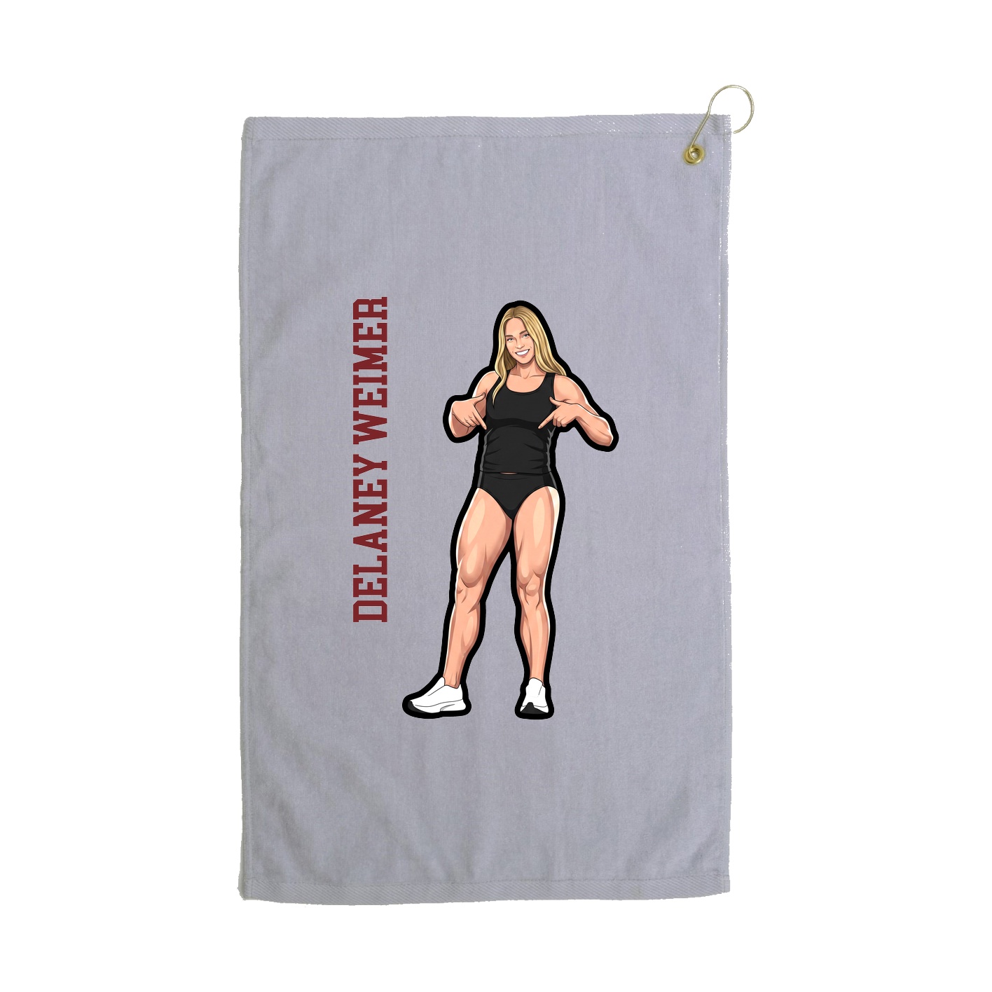 Golf Towel — Name Vertical in Grey