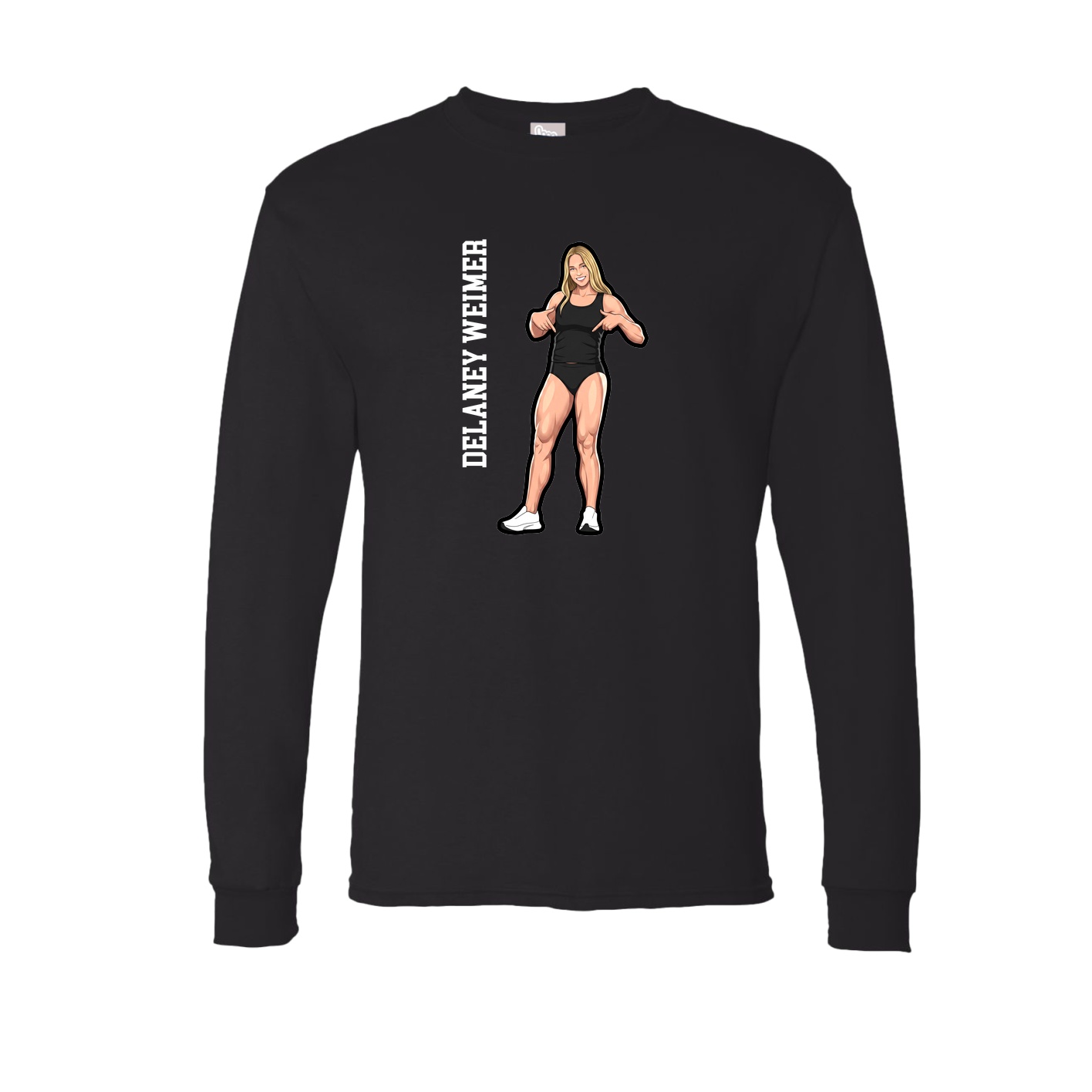 Long Sleeve Tee — Name Vertical in Black