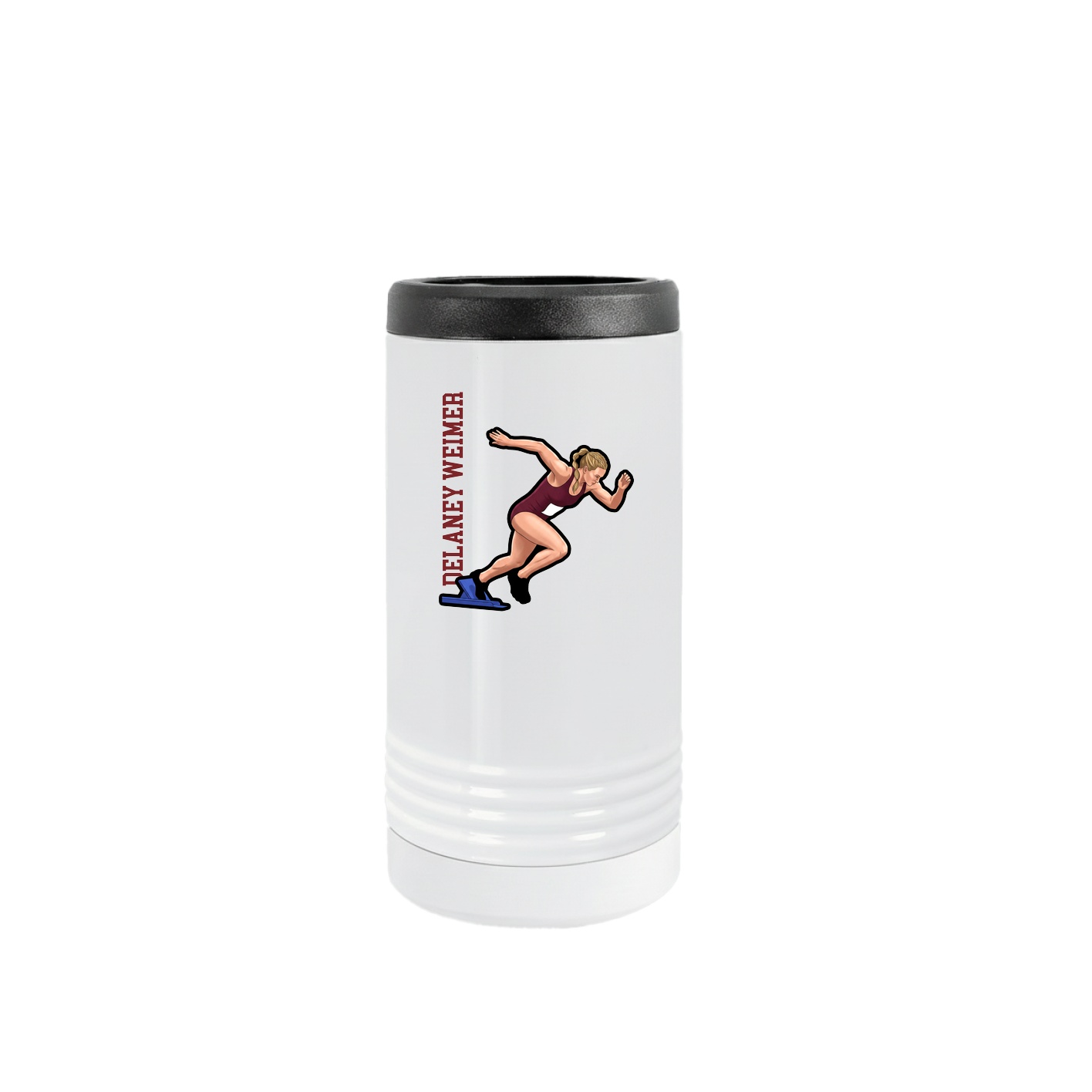 Slim Beverage Holder — Name Vertical in White
