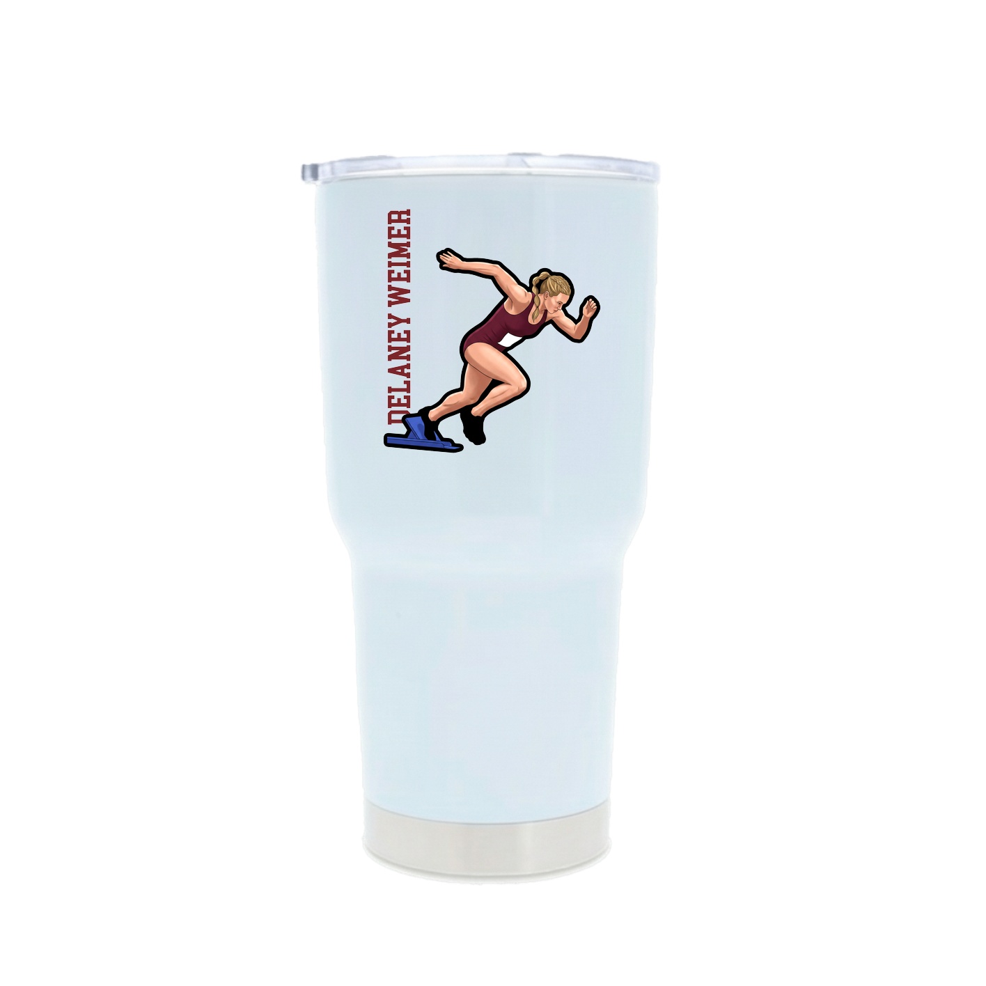 30oz Stainless Steel Tumbler — Name Vertical in White