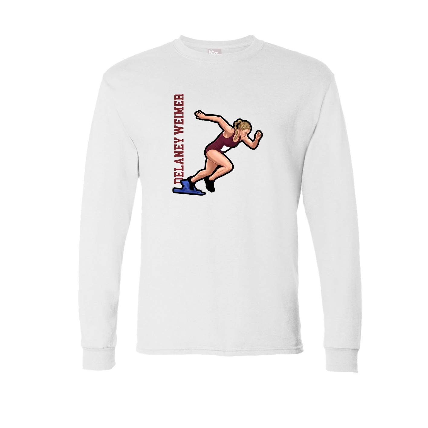 Long Sleeve Tee — Name Vertical in White