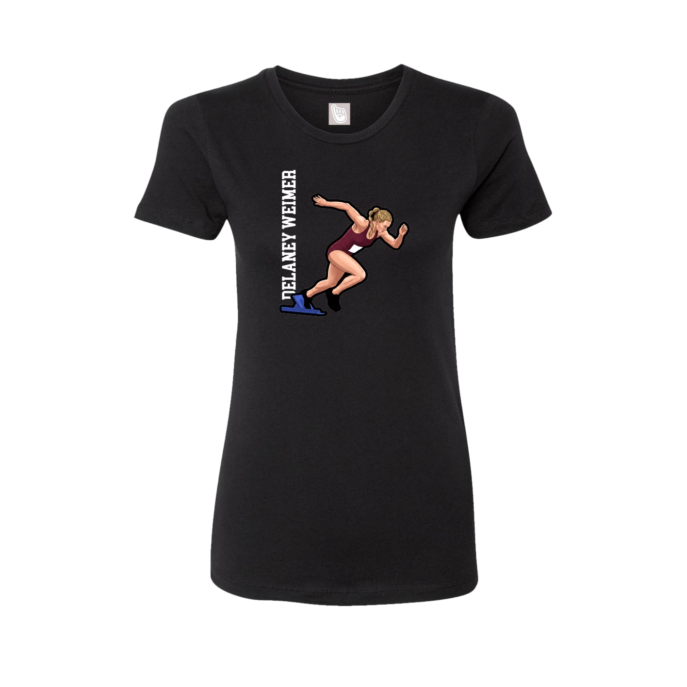 Womens Tee — Name Vertical in Black