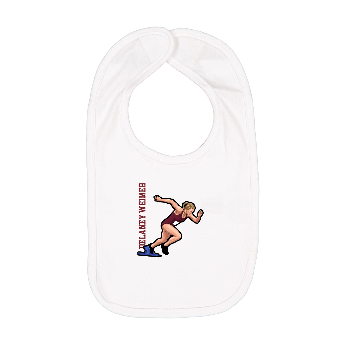 Infant Bib — Name Vertical in White