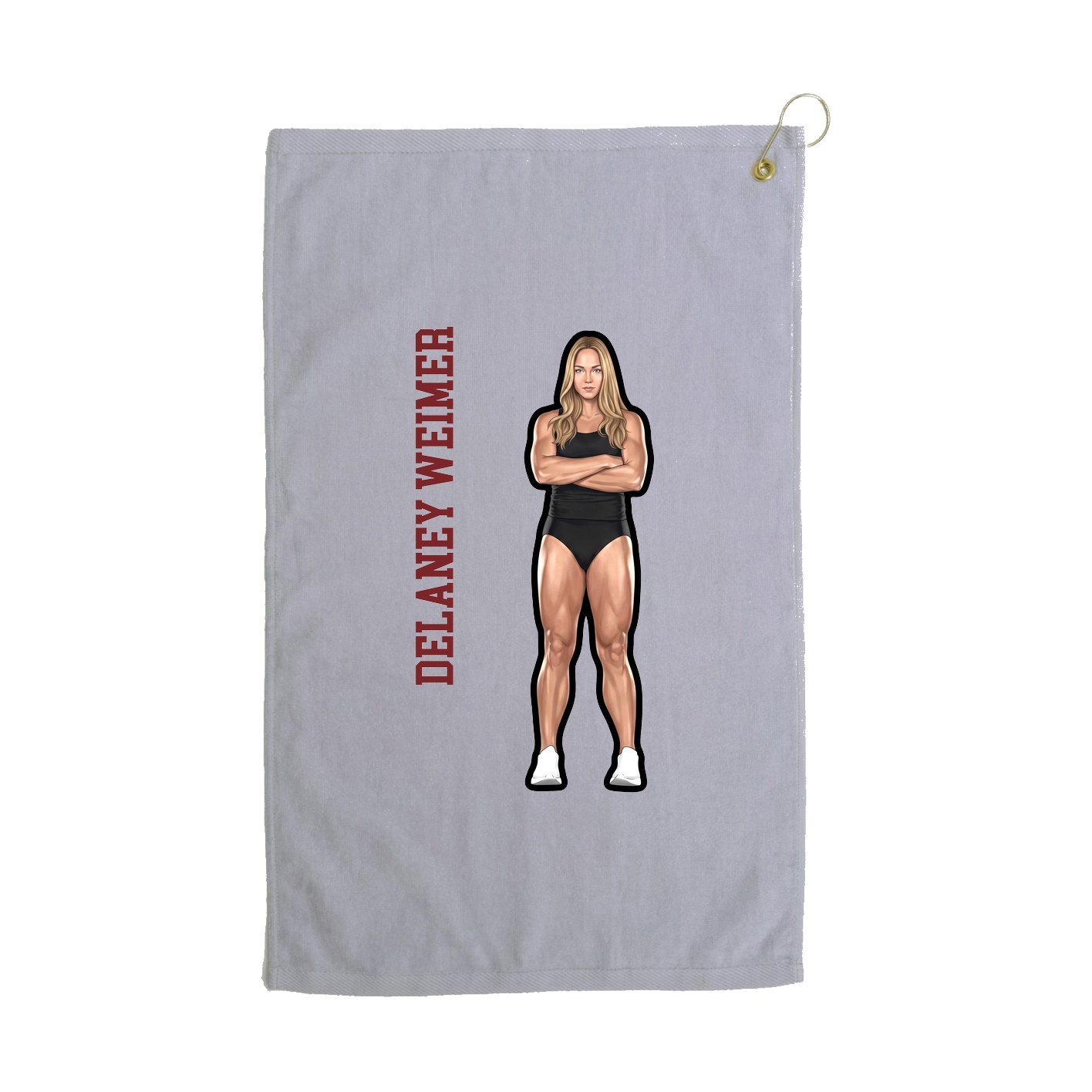 Golf Towel — Name Vertical in Grey