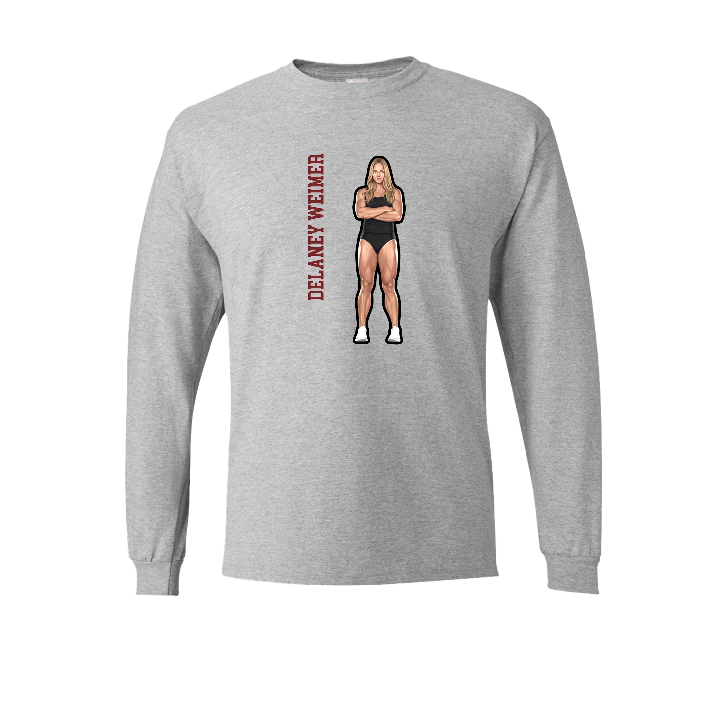 Long Sleeve Tee — Name Vertical in Grey