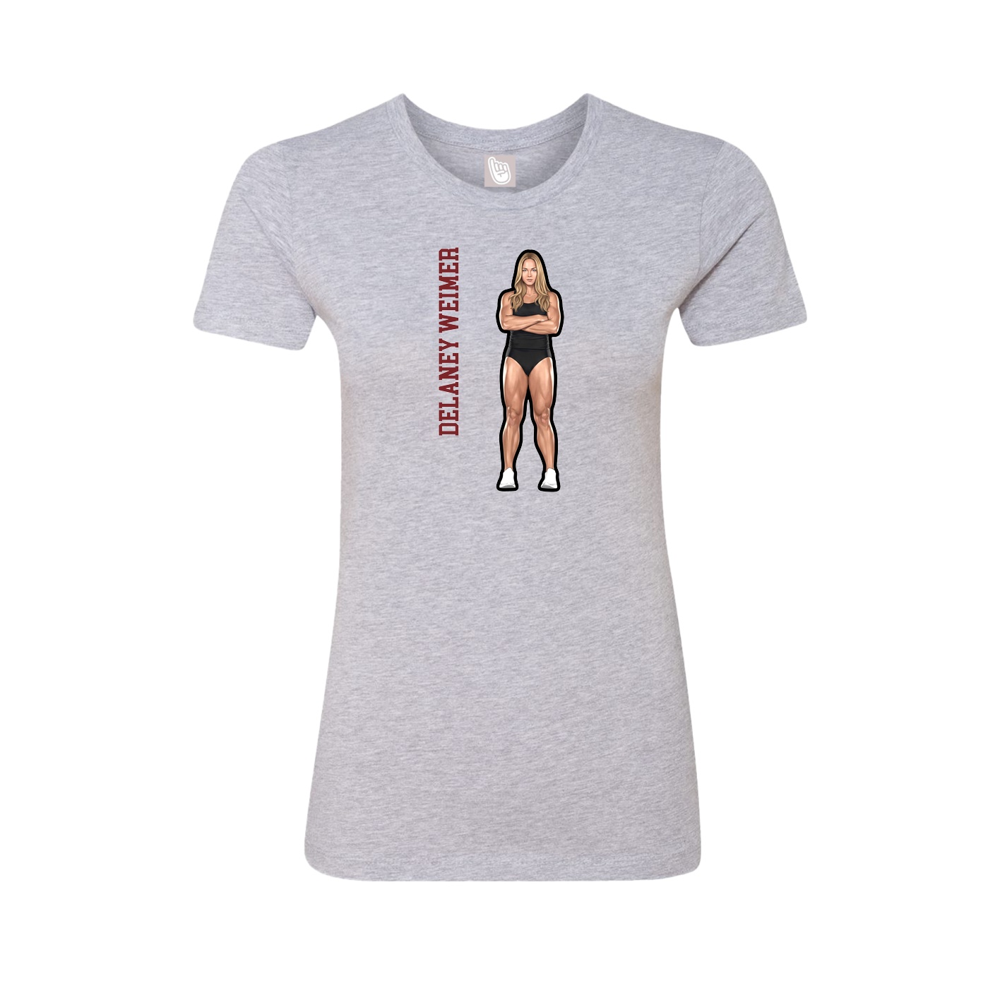 Fitted Women's Tee — Name Vertical in Grey